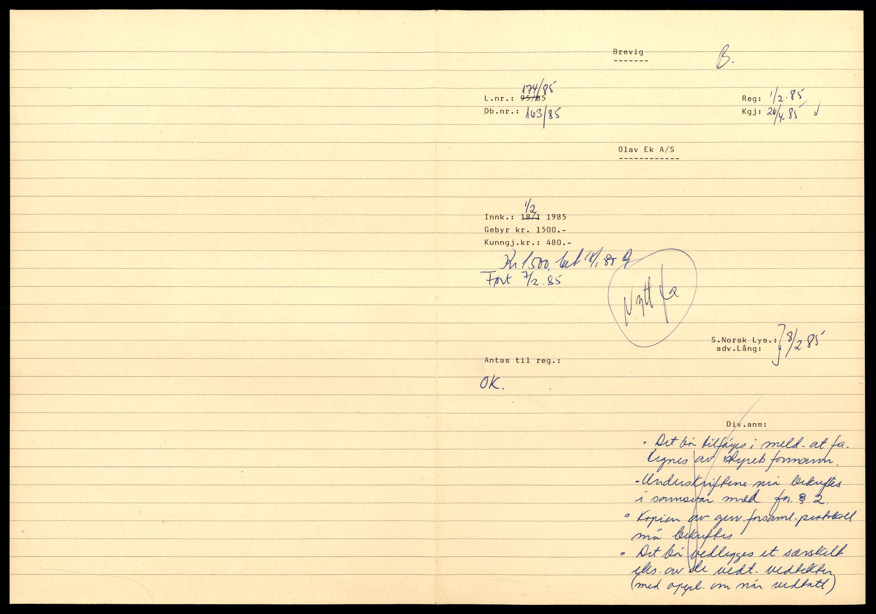 Asker og Bærum tingrett, AV/SAT-A-10379/K/Kb/Kbb/L0072: Aksjeselskap og andelslag i Bærum, Ek - Ell, 1944-1989, p. 1