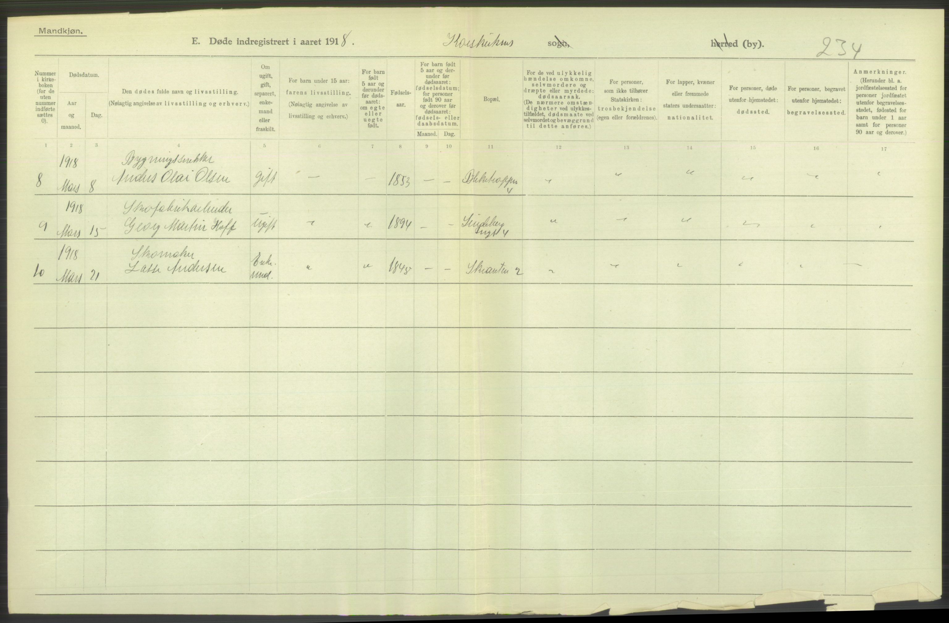 Statistisk sentralbyrå, Sosiodemografiske emner, Befolkning, AV/RA-S-2228/D/Df/Dfb/Dfbh/L0039: Bergen: Døde., 1918, p. 26