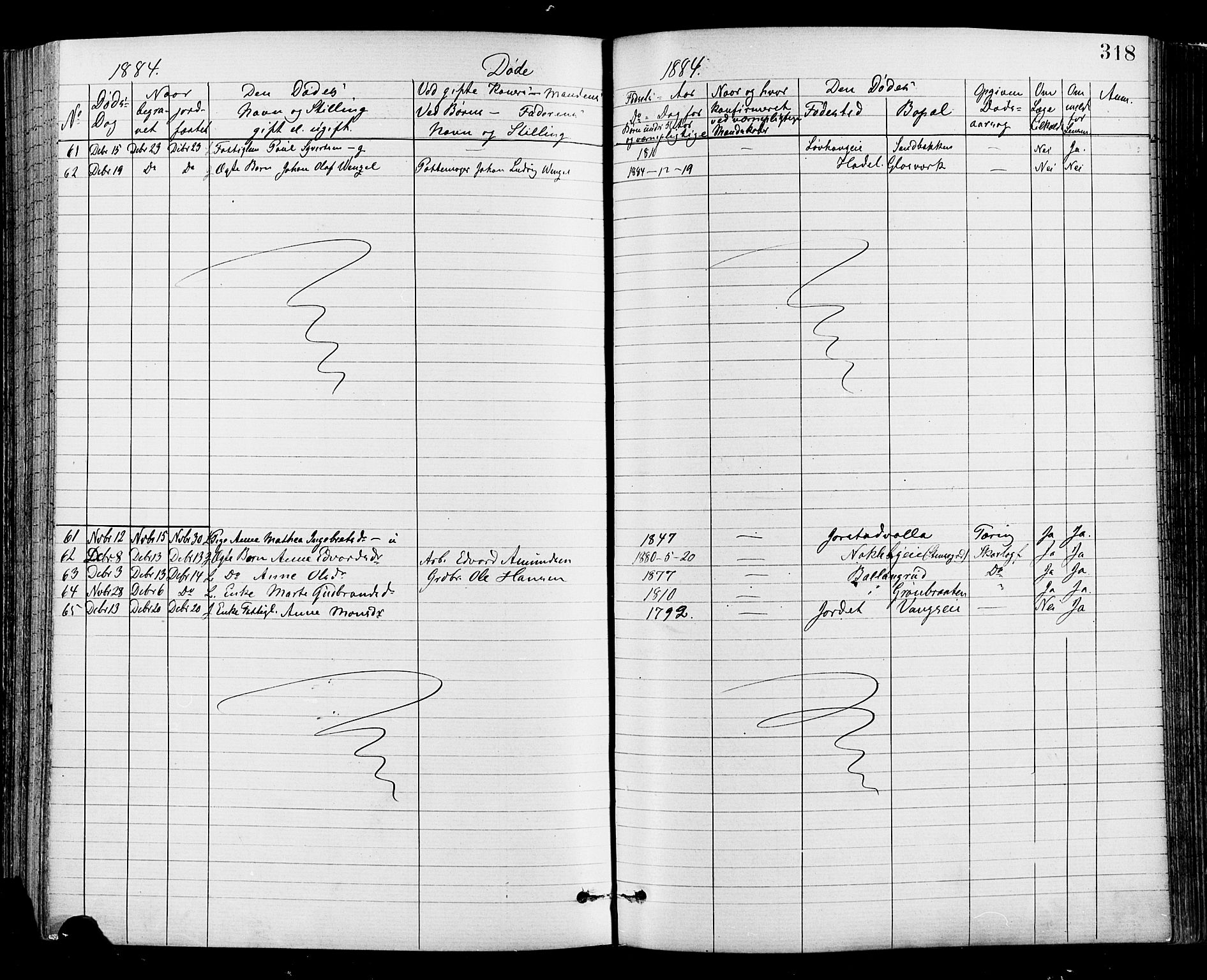 Jevnaker prestekontor, SAH/PREST-116/H/Ha/Haa/L0008: Parish register (official) no. 8, 1877-1890, p. 318