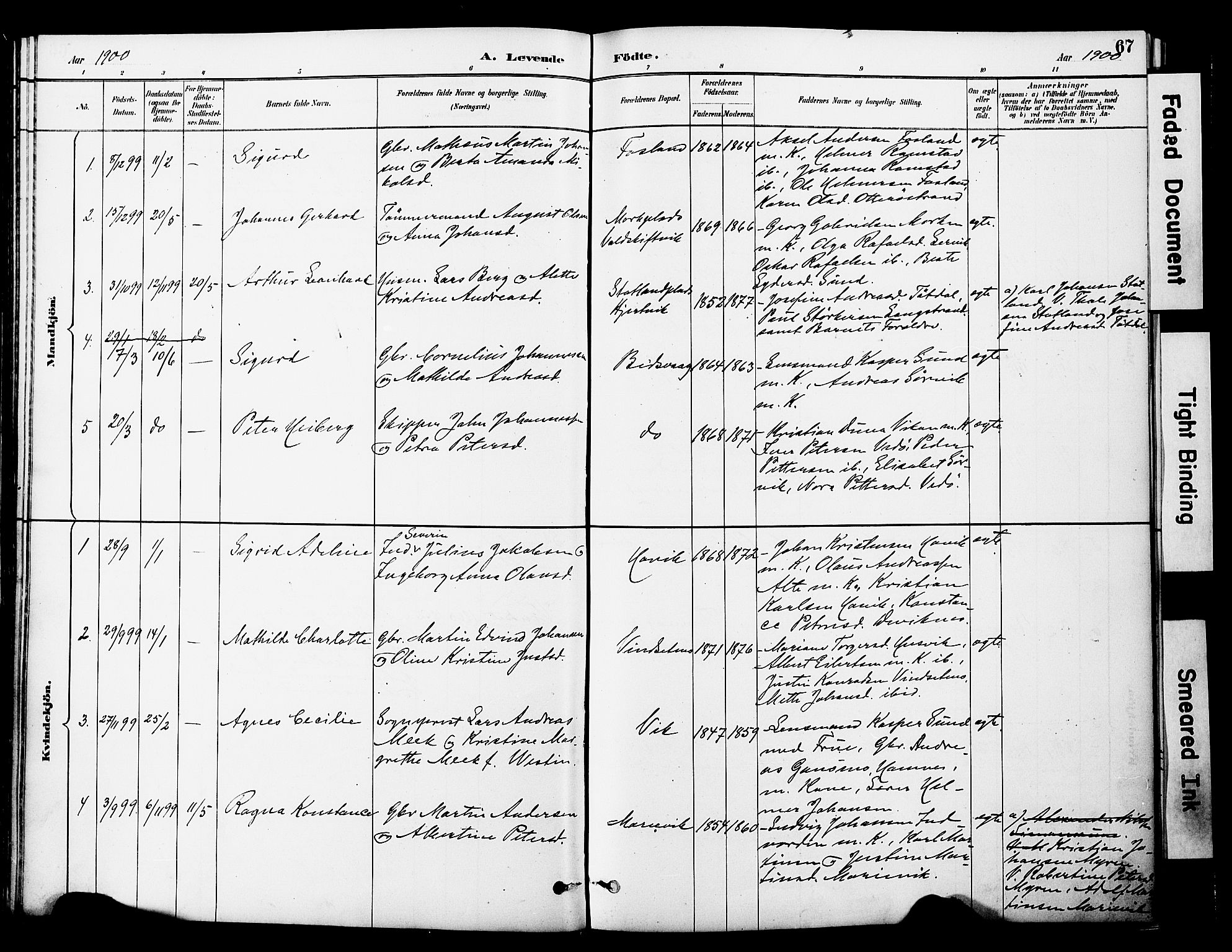 Ministerialprotokoller, klokkerbøker og fødselsregistre - Nord-Trøndelag, SAT/A-1458/774/L0628: Parish register (official) no. 774A02, 1887-1903, p. 67