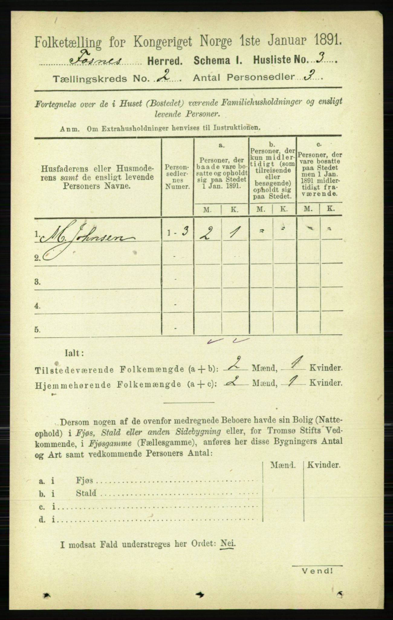 RA, 1891 census for 1748 Fosnes, 1891, p. 367