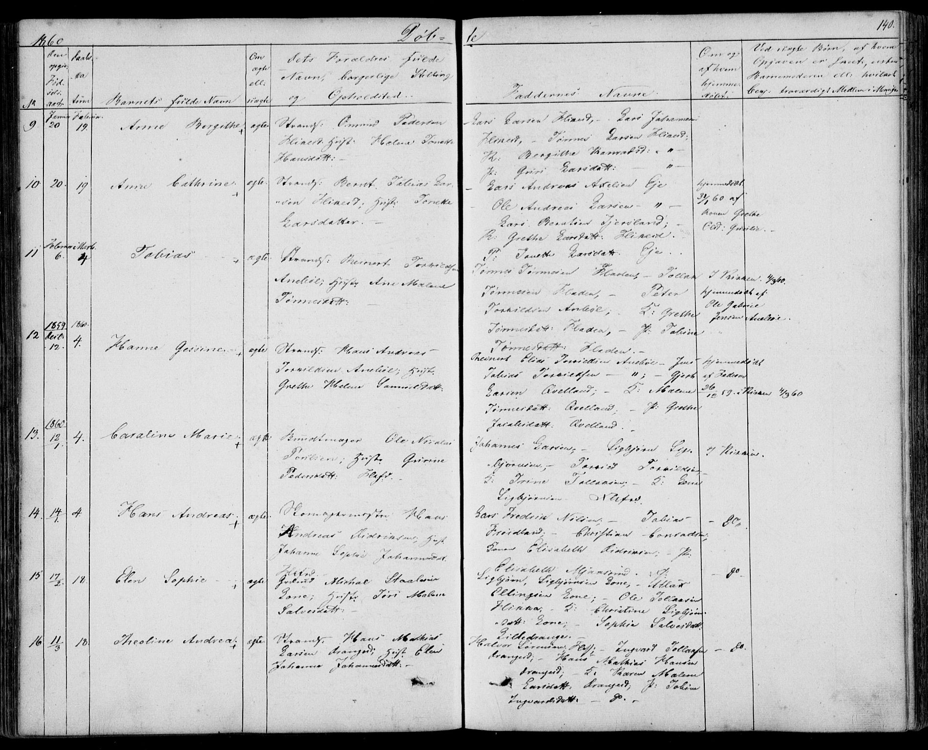 Flekkefjord sokneprestkontor, AV/SAK-1111-0012/F/Fb/Fbc/L0005: Parish register (copy) no. B 5, 1846-1866, p. 140