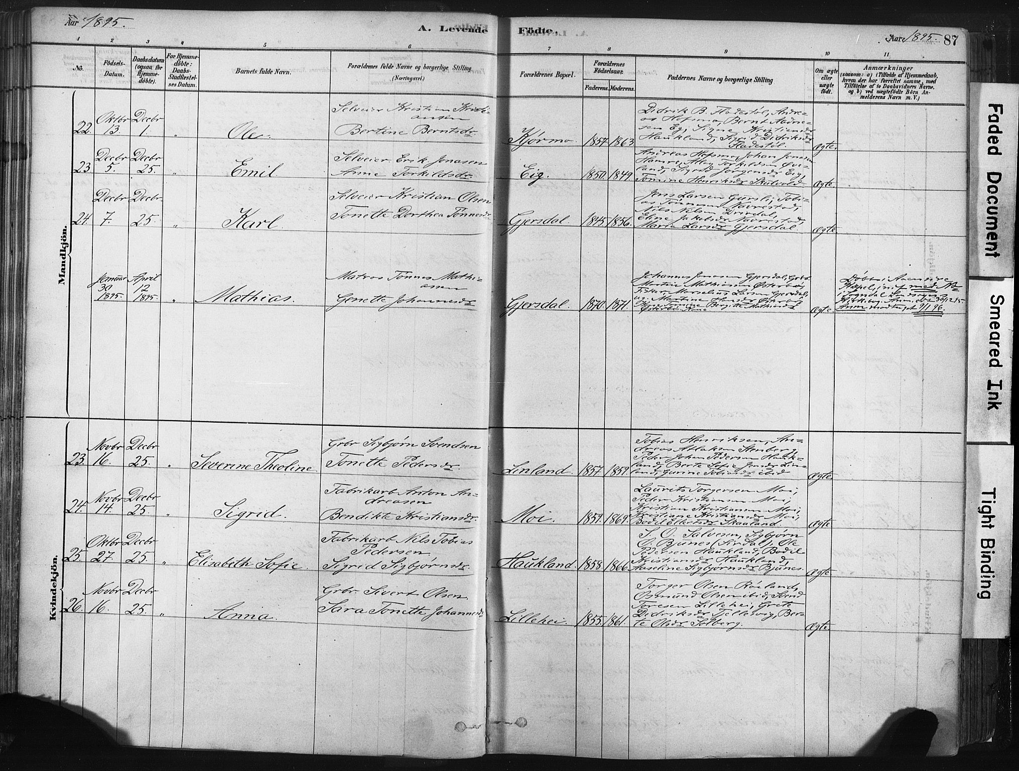 Lund sokneprestkontor, AV/SAST-A-101809/S06/L0011: Parish register (official) no. A 10, 1877-1904, p. 87