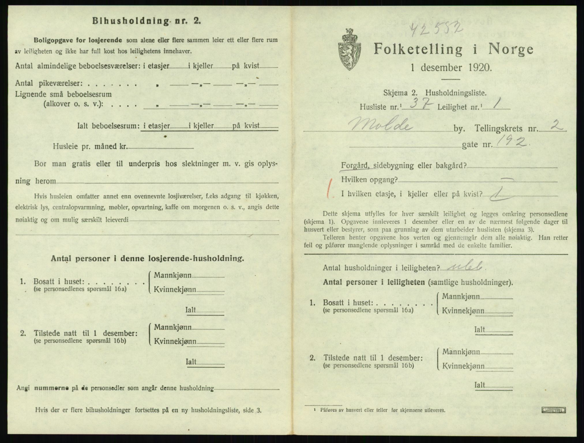 SAT, 1920 census for Molde, 1920, p. 1053