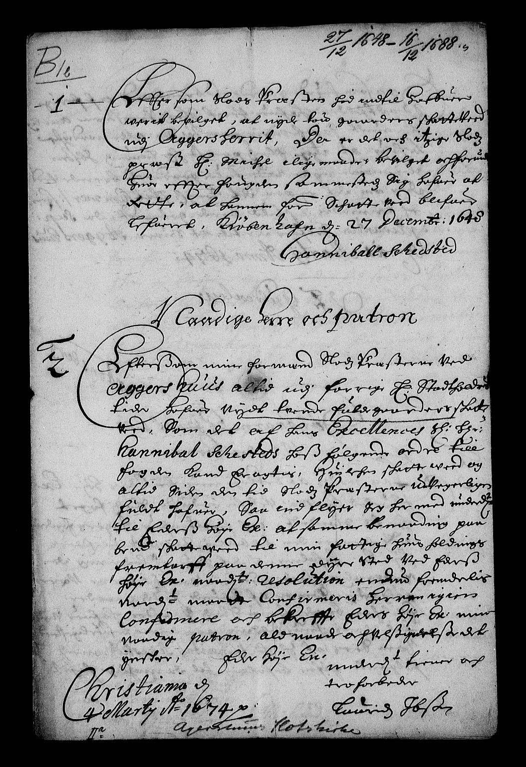 Stattholderembetet 1572-1771, RA/EA-2870/Af/L0002: Avskrifter av vedlegg til originale supplikker, nummerert i samsvar med supplikkbøkene, 1687-1689, p. 258