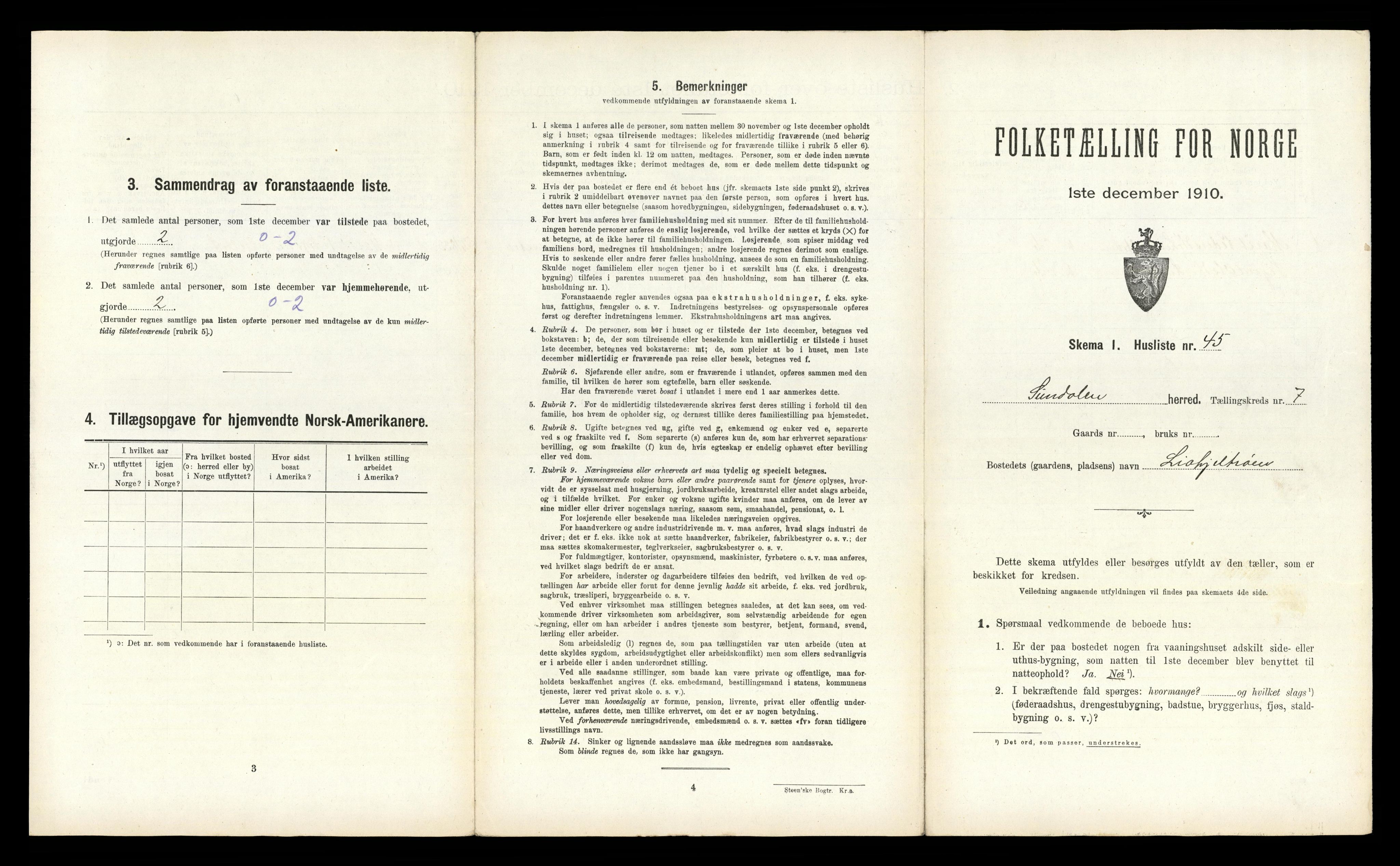 RA, 1910 census for Sunndal, 1910, p. 563