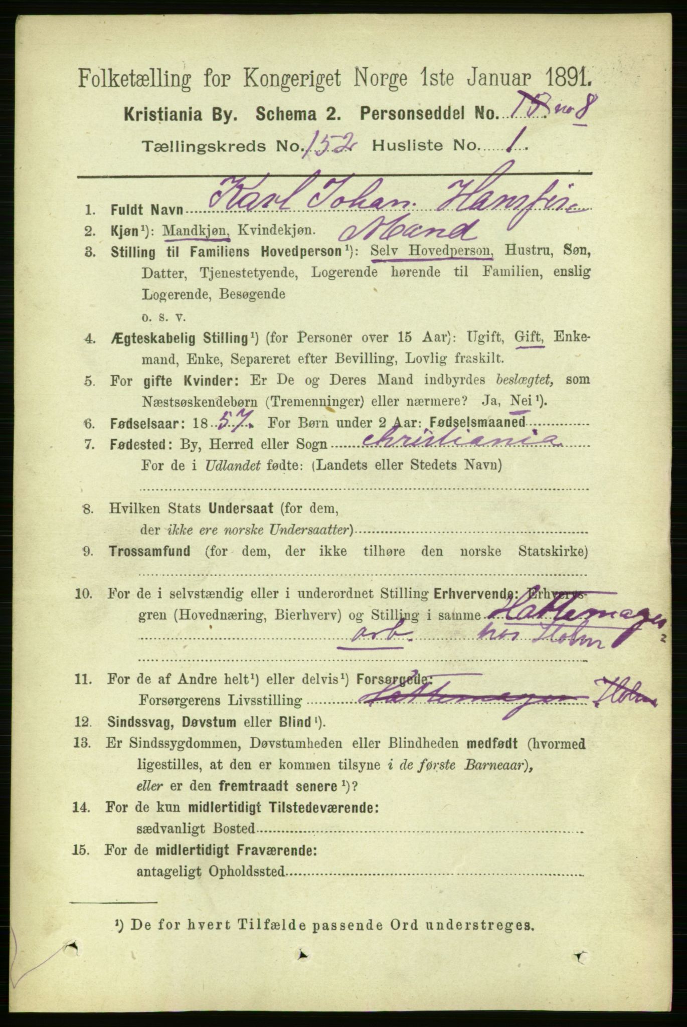 RA, 1891 census for 0301 Kristiania, 1891, p. 85188