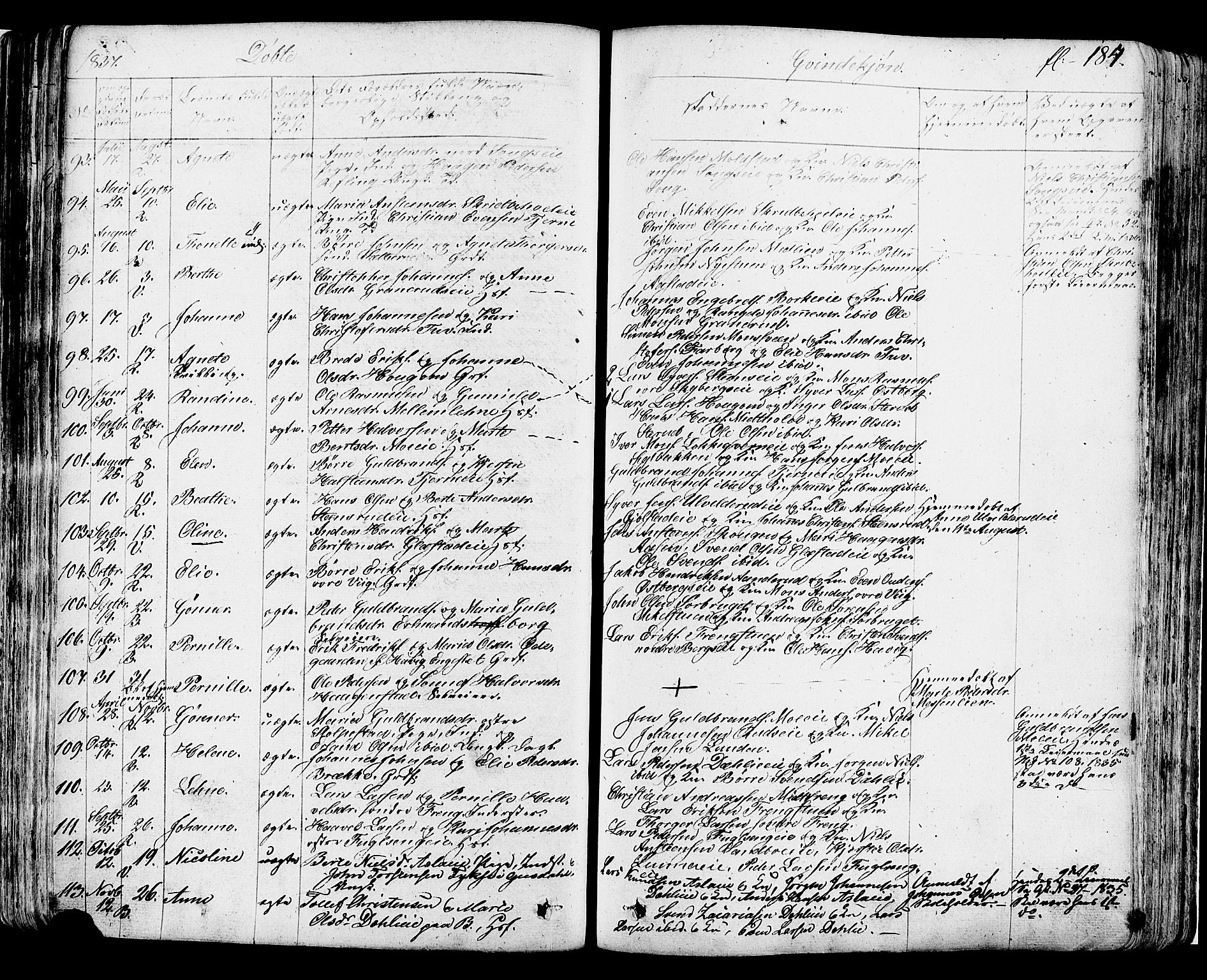 Ringsaker prestekontor, SAH/PREST-014/K/Ka/L0007: Parish register (official) no. 7A, 1826-1837, p. 184