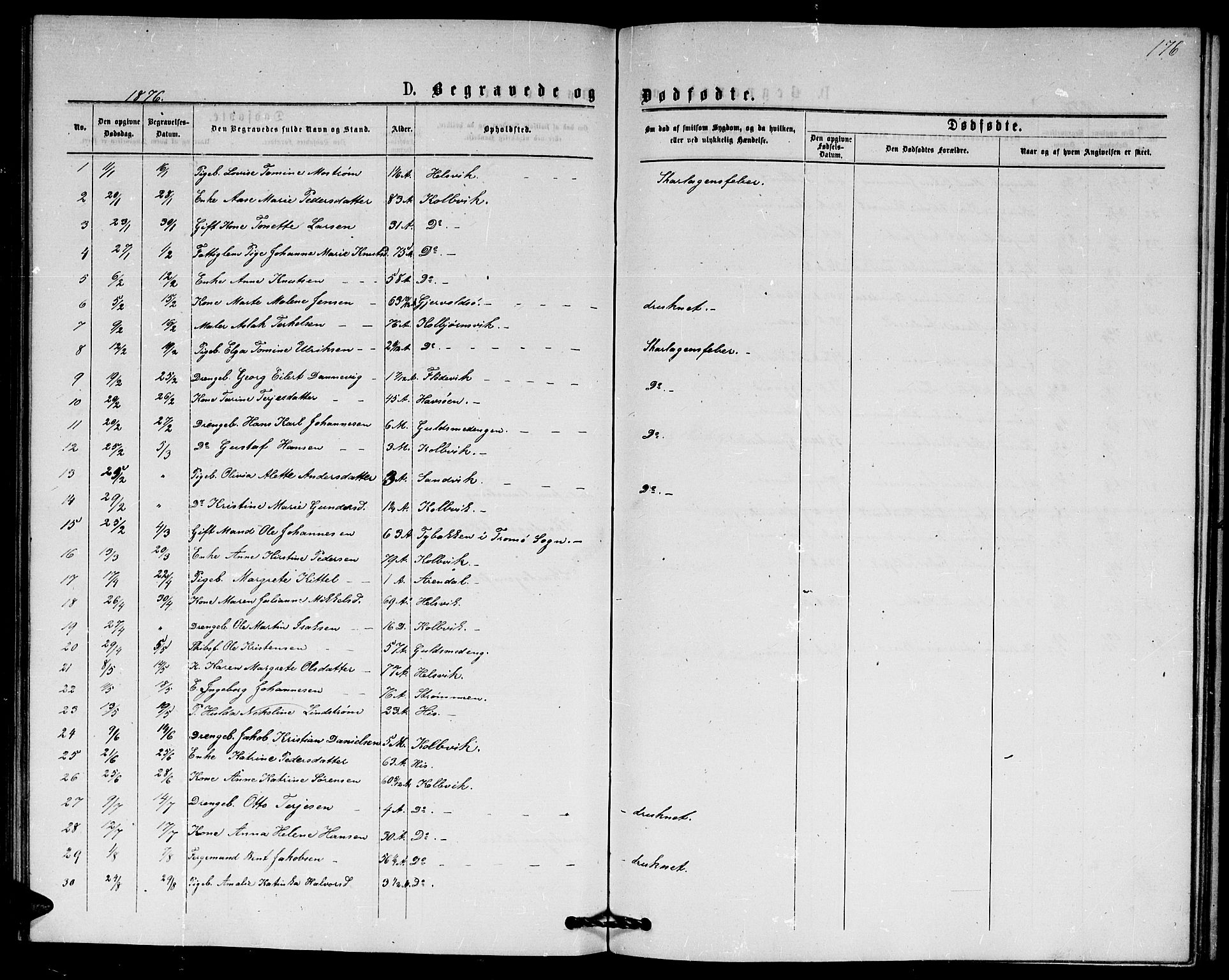 Hisøy sokneprestkontor, AV/SAK-1111-0020/F/Fb/L0002: Parish register (copy) no. B 2, 1873-1885, p. 176