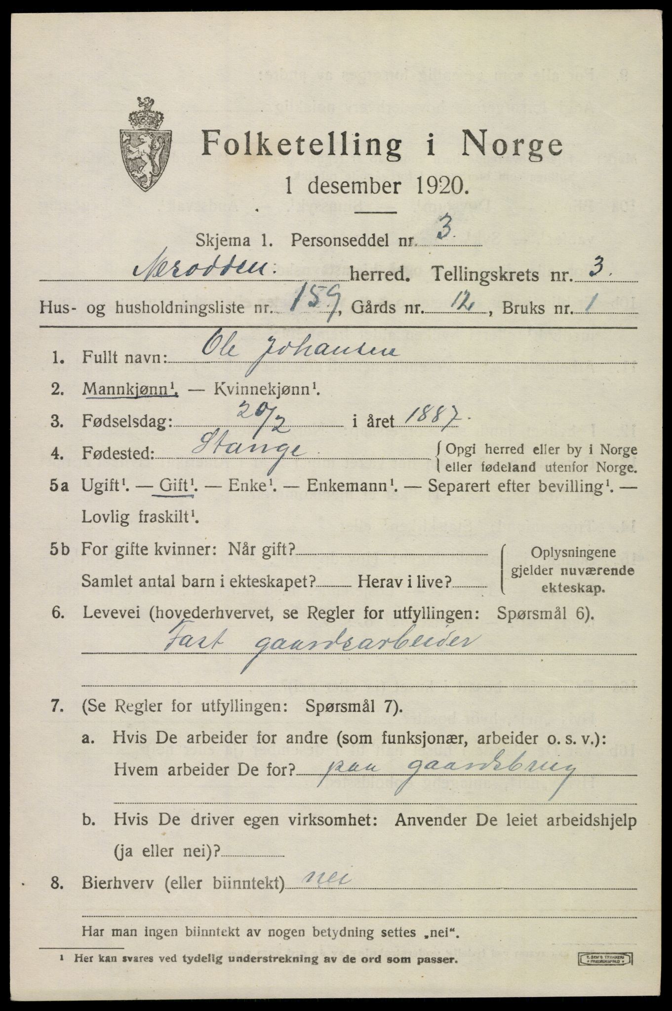 SAO, 1920 census for Nesodden, 1920, p. 4079