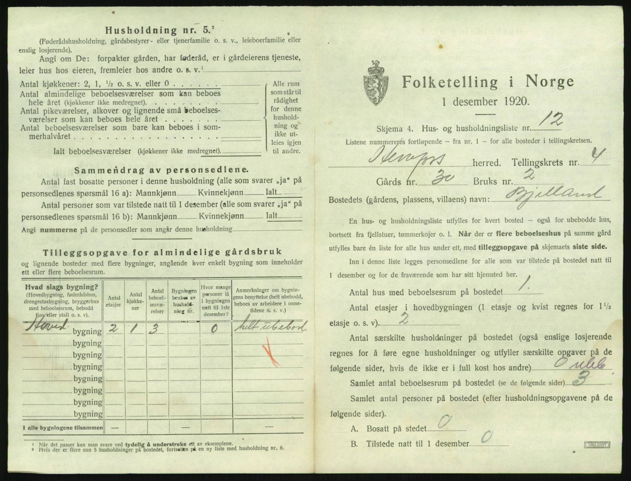 SAK, 1920 census for Herefoss, 1920, p. 154