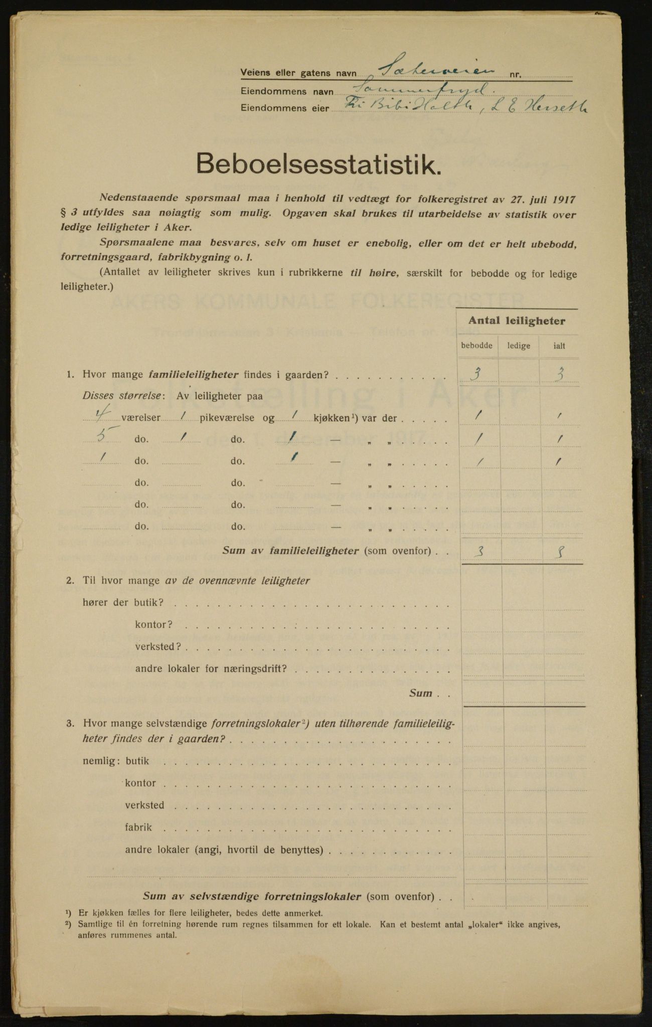 OBA, Municipal Census 1917 for Aker, 1917, p. 18599