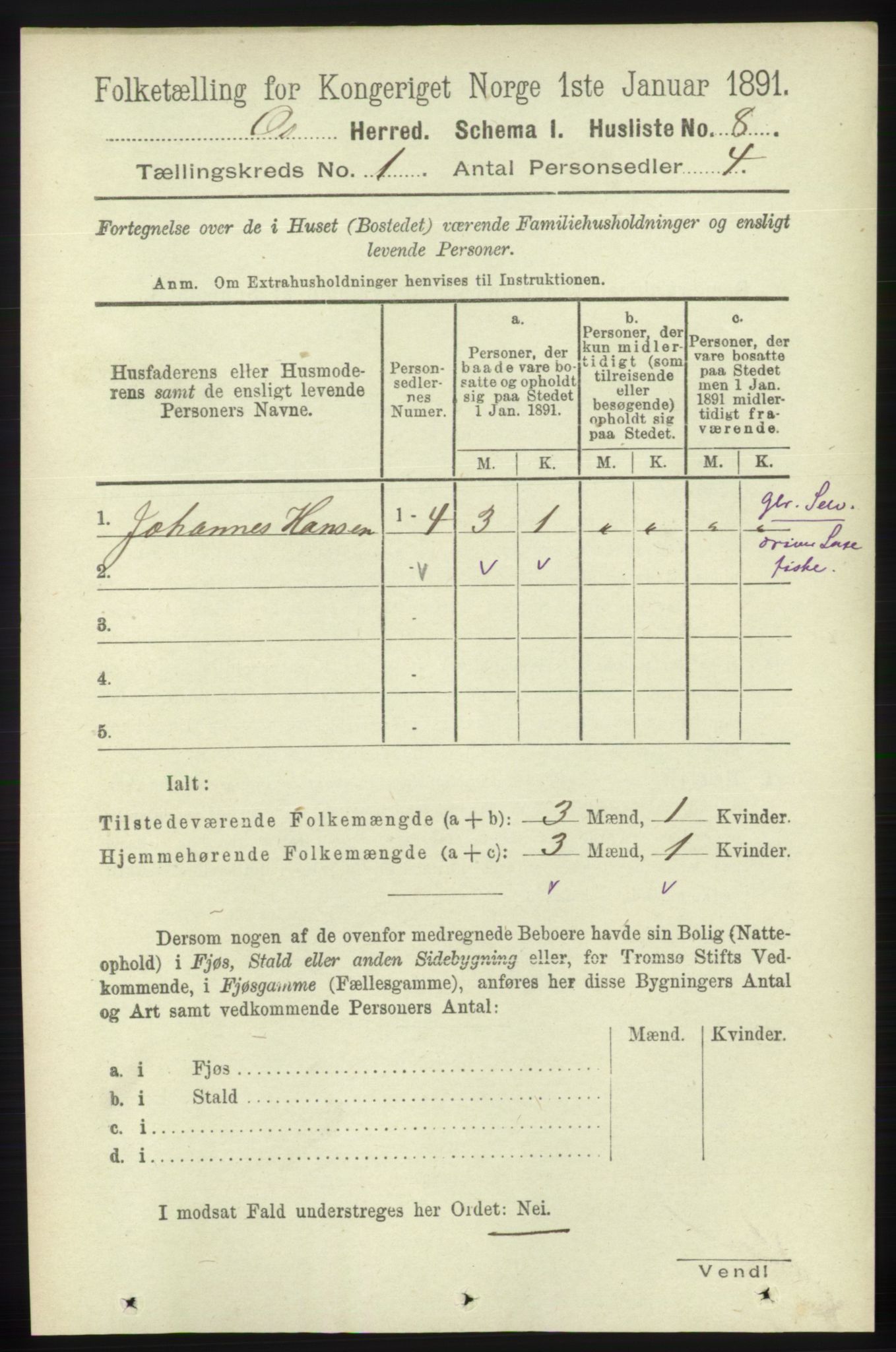 RA, 1891 census for 1243 Os, 1891, p. 43