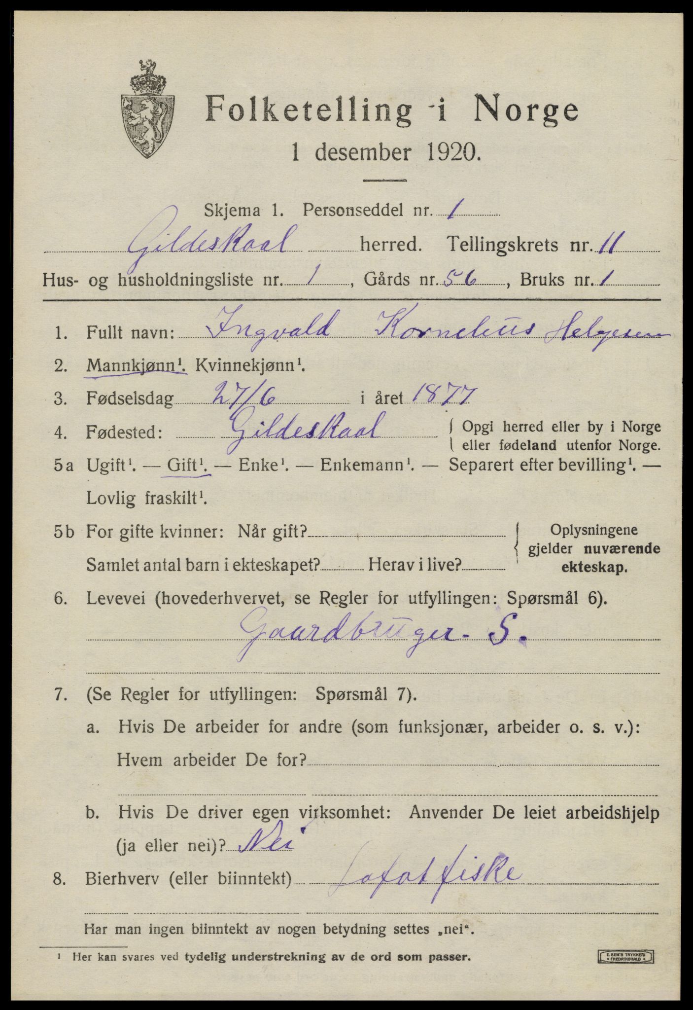 SAT, 1920 census for Gildeskål, 1920, p. 6804