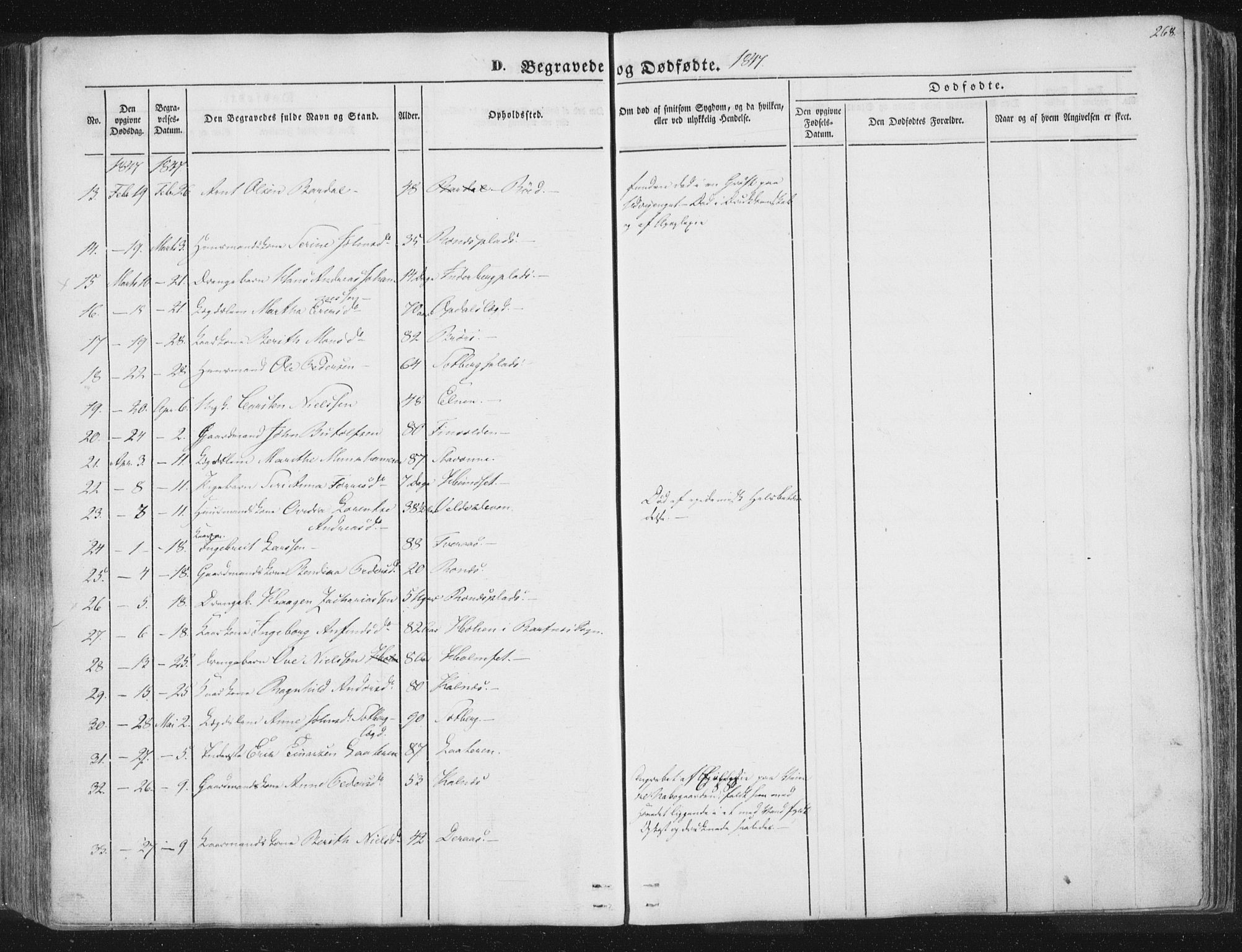 Ministerialprotokoller, klokkerbøker og fødselsregistre - Nord-Trøndelag, SAT/A-1458/741/L0392: Parish register (official) no. 741A06, 1836-1848, p. 268