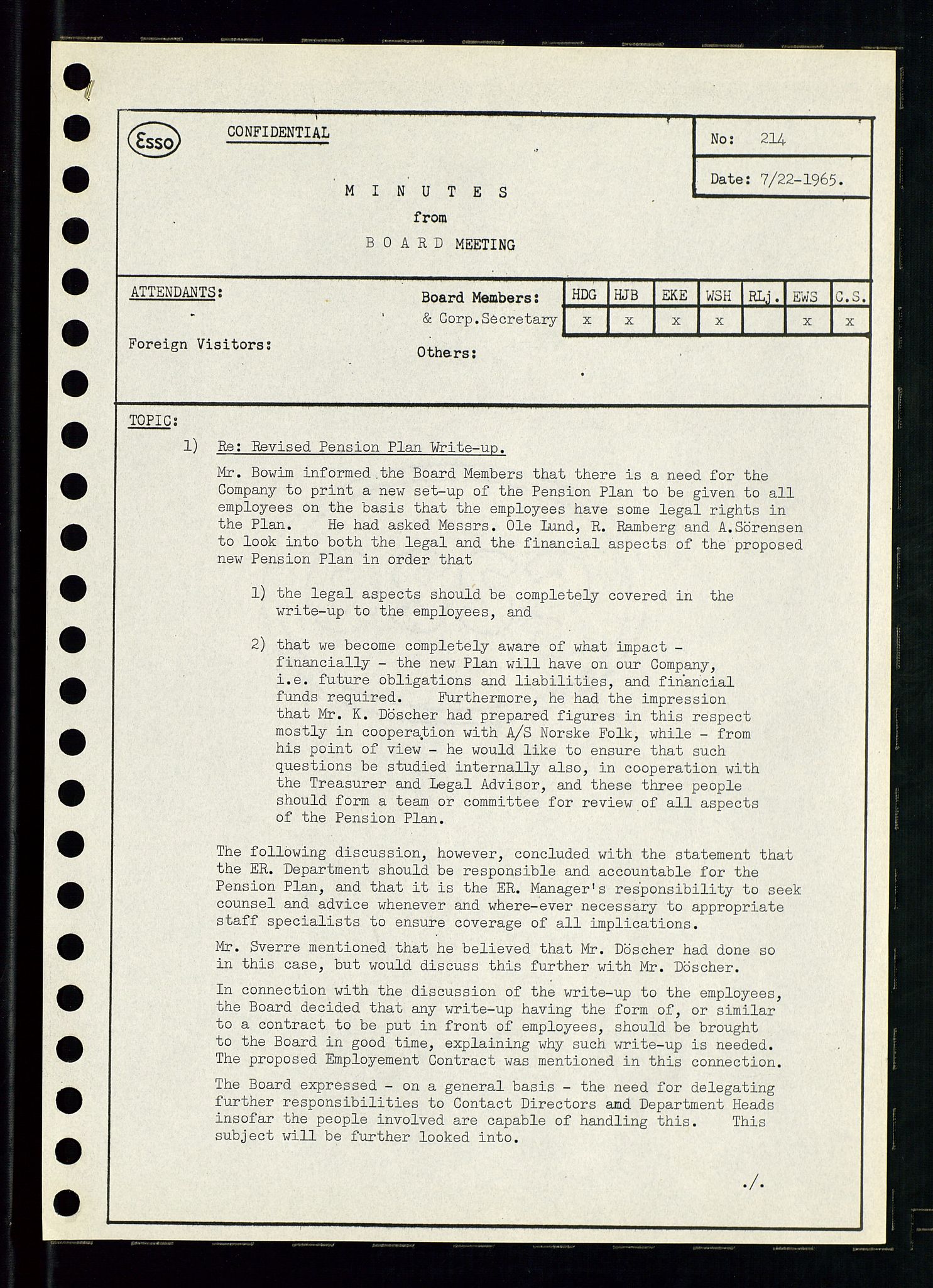 Pa 0982 - Esso Norge A/S, AV/SAST-A-100448/A/Aa/L0002/0001: Den administrerende direksjon Board minutes (styrereferater) / Den administrerende direksjon Board minutes (styrereferater), 1965, p. 81