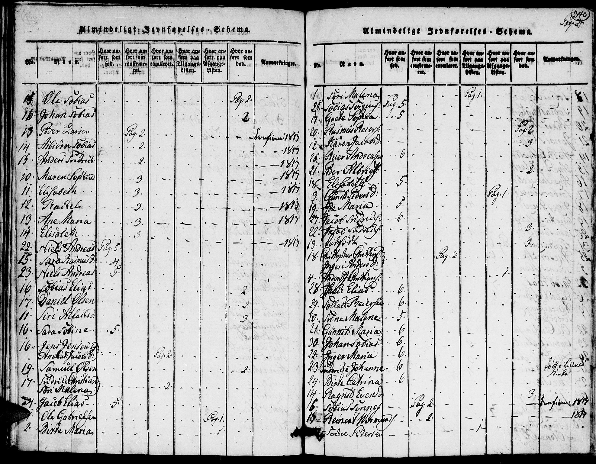 Kvinesdal sokneprestkontor, AV/SAK-1111-0026/F/Fa/Faa/L0001: Parish register (official) no. A 1, 1815-1849, p. 340