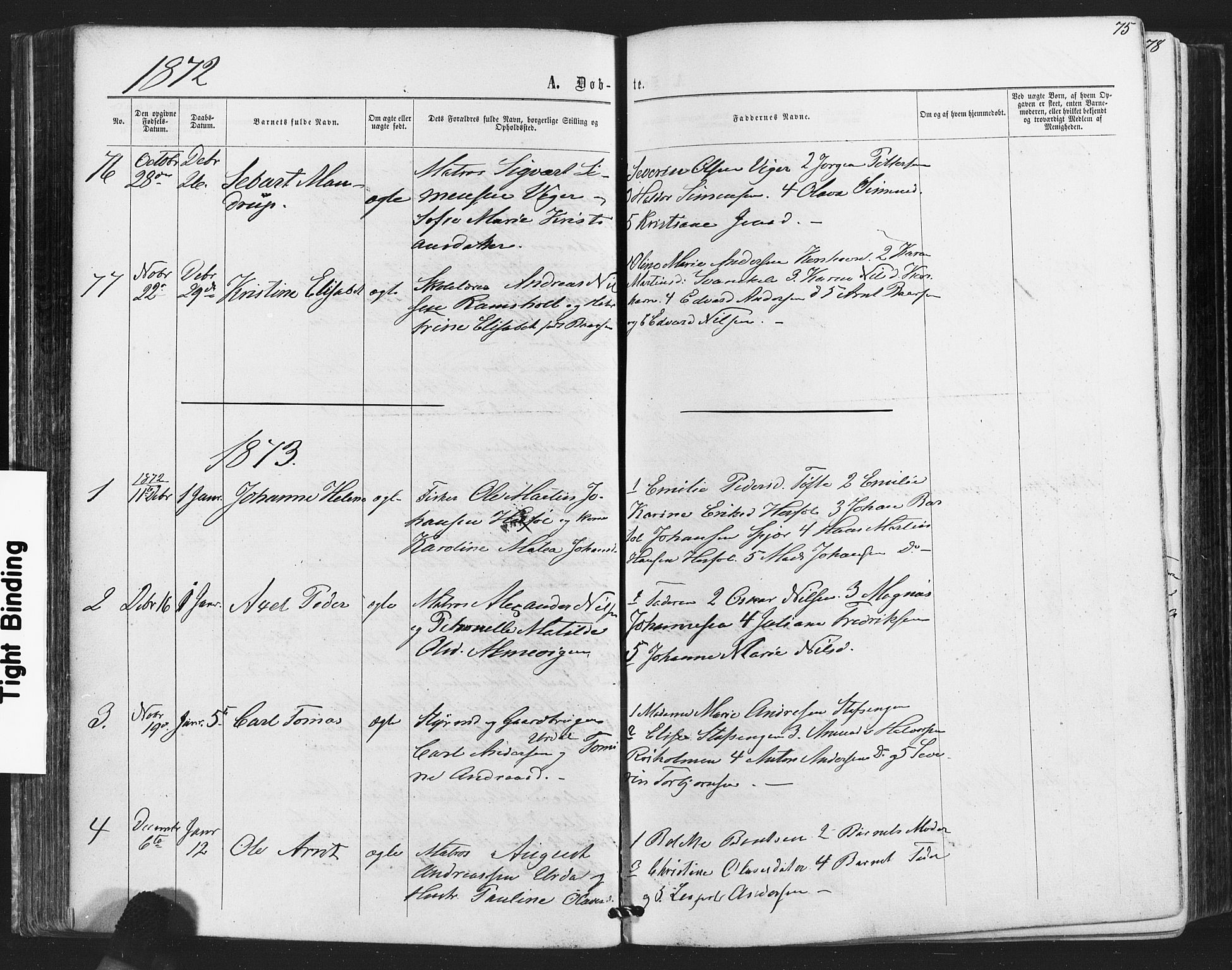 Hvaler prestekontor Kirkebøker, SAO/A-2001/F/Fa/L0007: Parish register (official) no. I 7, 1864-1878, p. 75