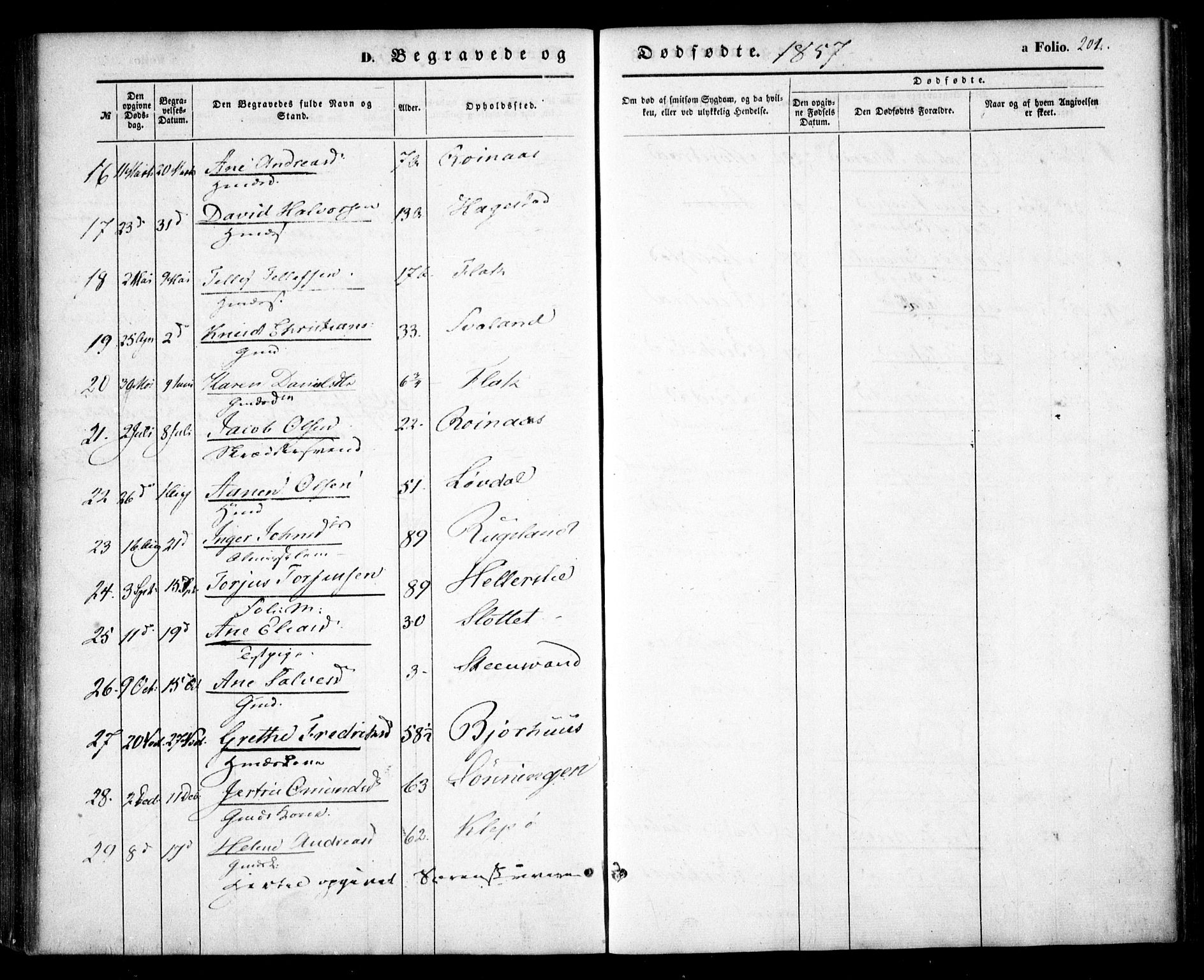 Birkenes sokneprestkontor, AV/SAK-1111-0004/F/Fa/L0003: Parish register (official) no. A 3, 1850-1866, p. 201