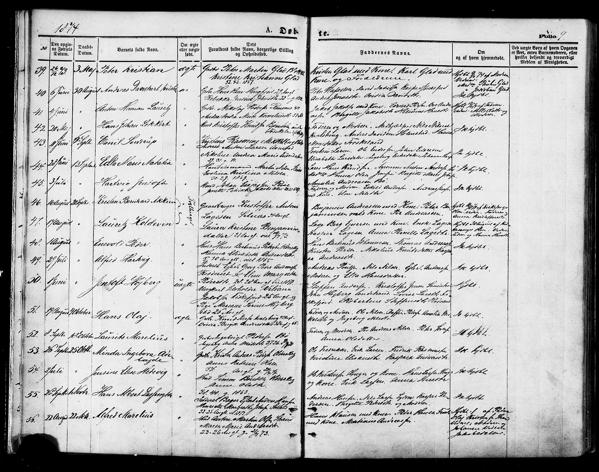 Ministerialprotokoller, klokkerbøker og fødselsregistre - Nordland, AV/SAT-A-1459/895/L1370: Parish register (official) no. 895A05, 1873-1884, p. 9