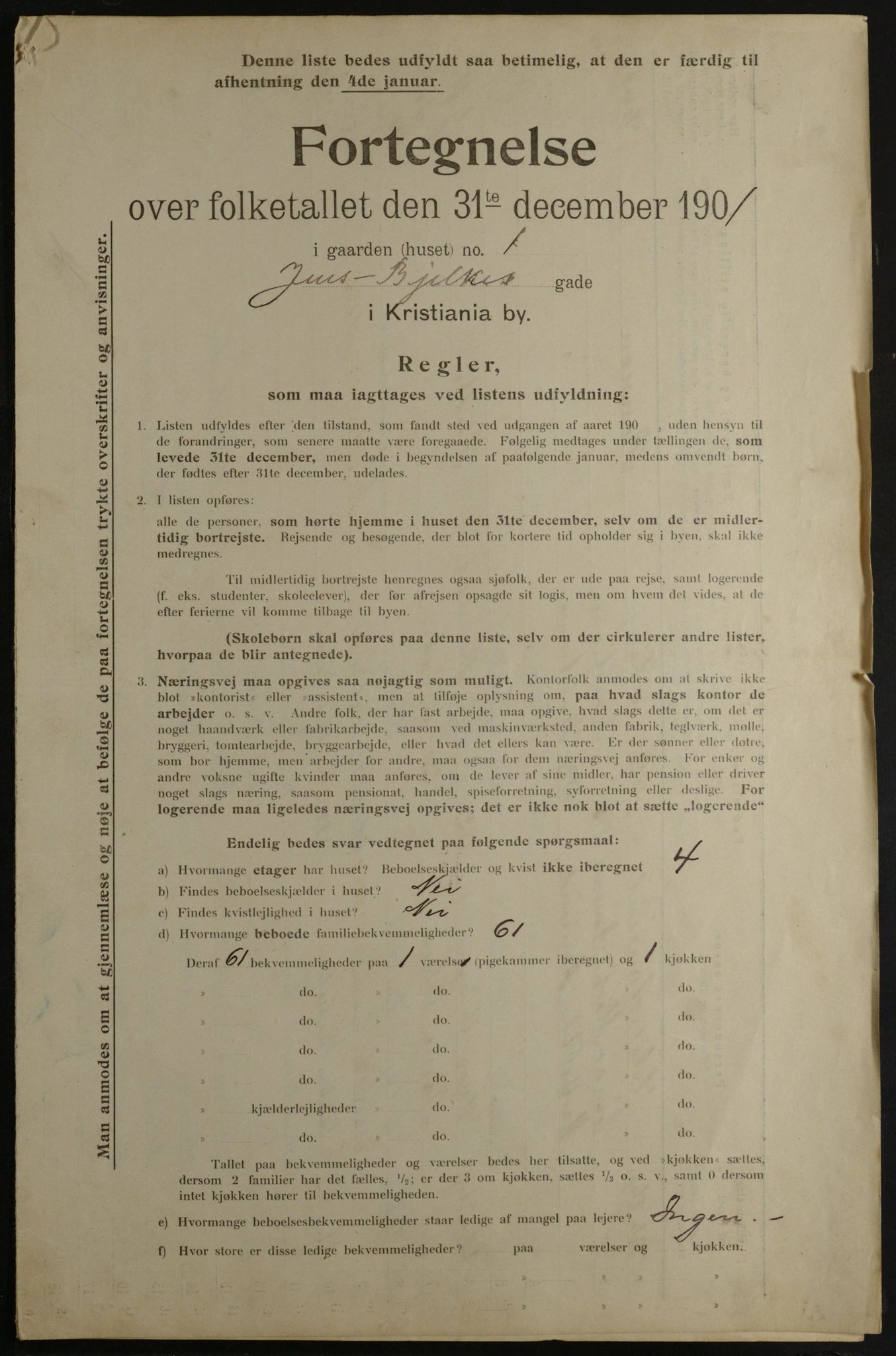 OBA, Municipal Census 1901 for Kristiania, 1901, p. 7115