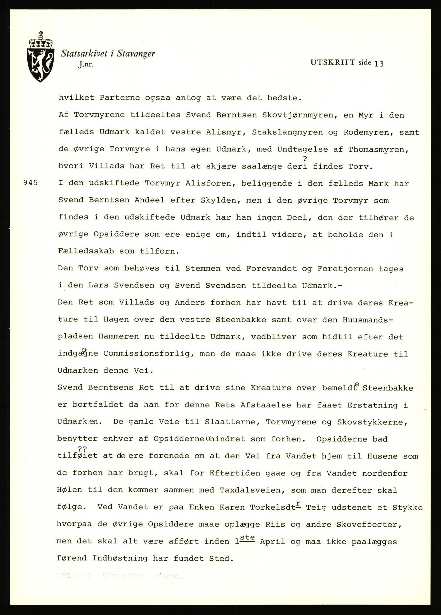 Statsarkivet i Stavanger, SAST/A-101971/03/Y/Yj/L0090: Avskrifter sortert etter gårdsnavn: Tøtland - Underberge, 1750-1930, p. 625