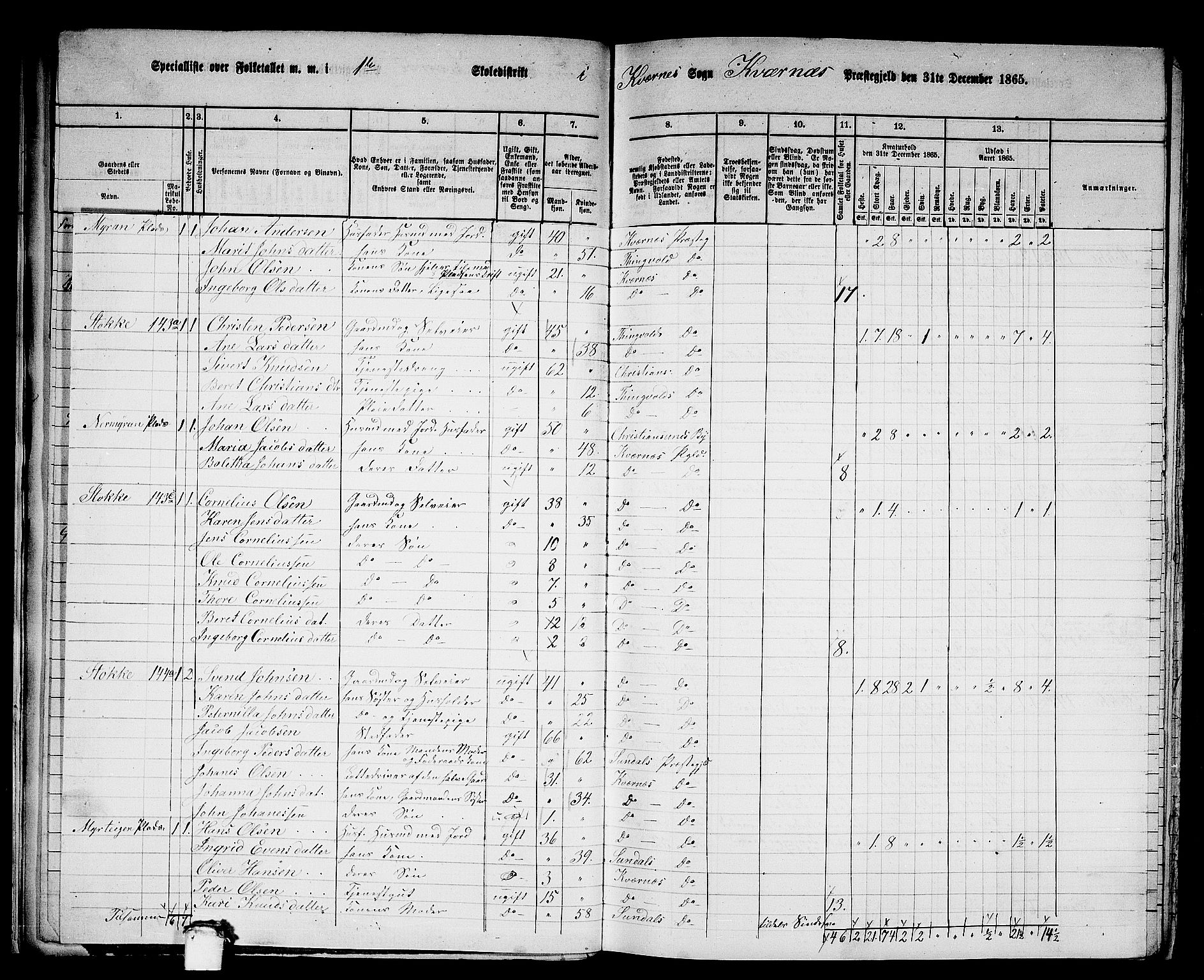 RA, 1865 census for Kvernes, 1865, p. 19