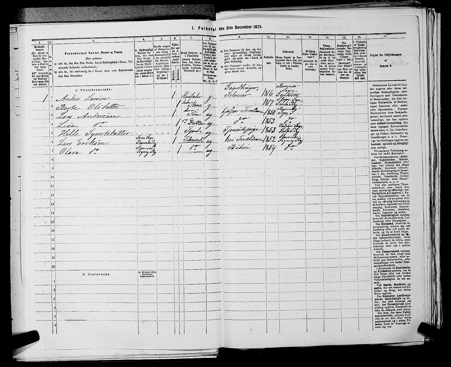 SAKO, 1875 census for 0629P Sandsvær, 1875, p. 307