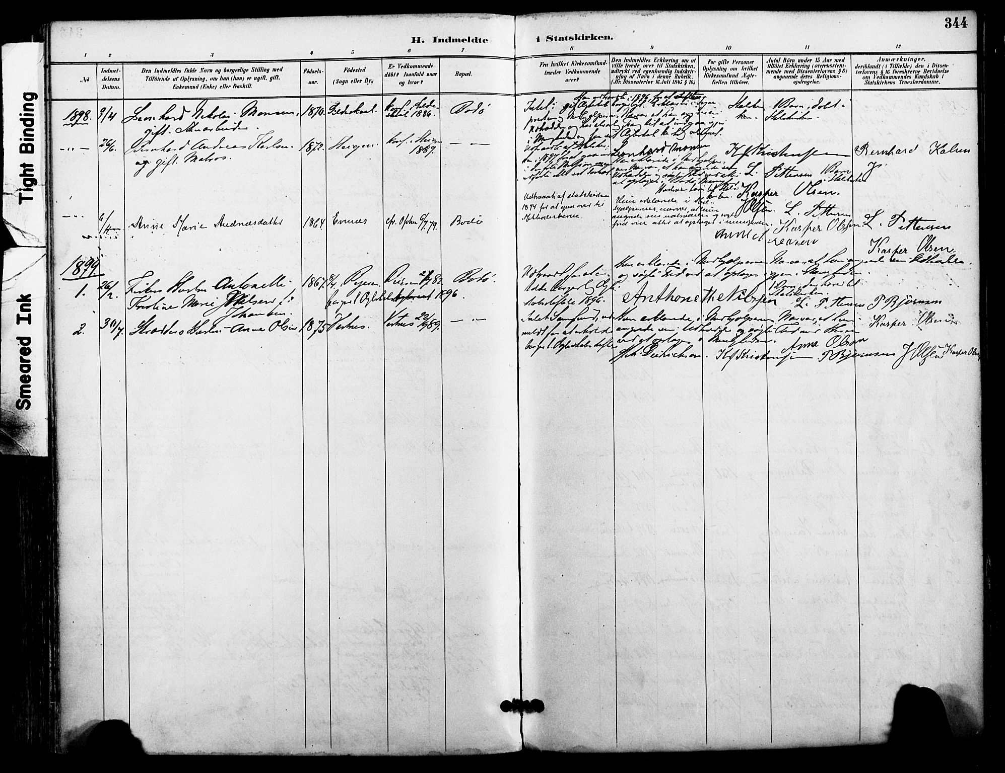 Ministerialprotokoller, klokkerbøker og fødselsregistre - Nordland, SAT/A-1459/801/L0010: Parish register (official) no. 801A10, 1888-1899, p. 344