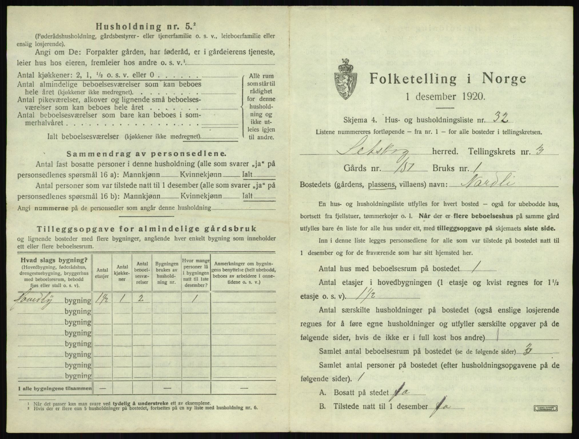 SAO, 1920 census for Setskog, 1920, p. 294