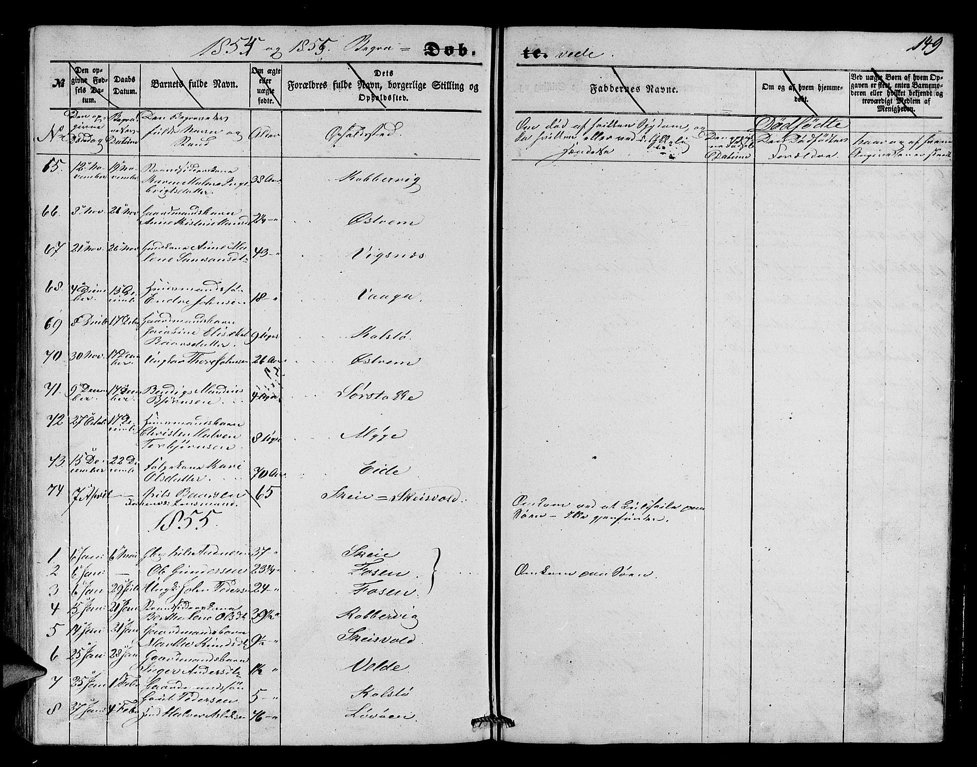 Avaldsnes sokneprestkontor, SAST/A -101851/H/Ha/Hab/L0002: Parish register (copy) no. B 2, 1848-1856, p. 149
