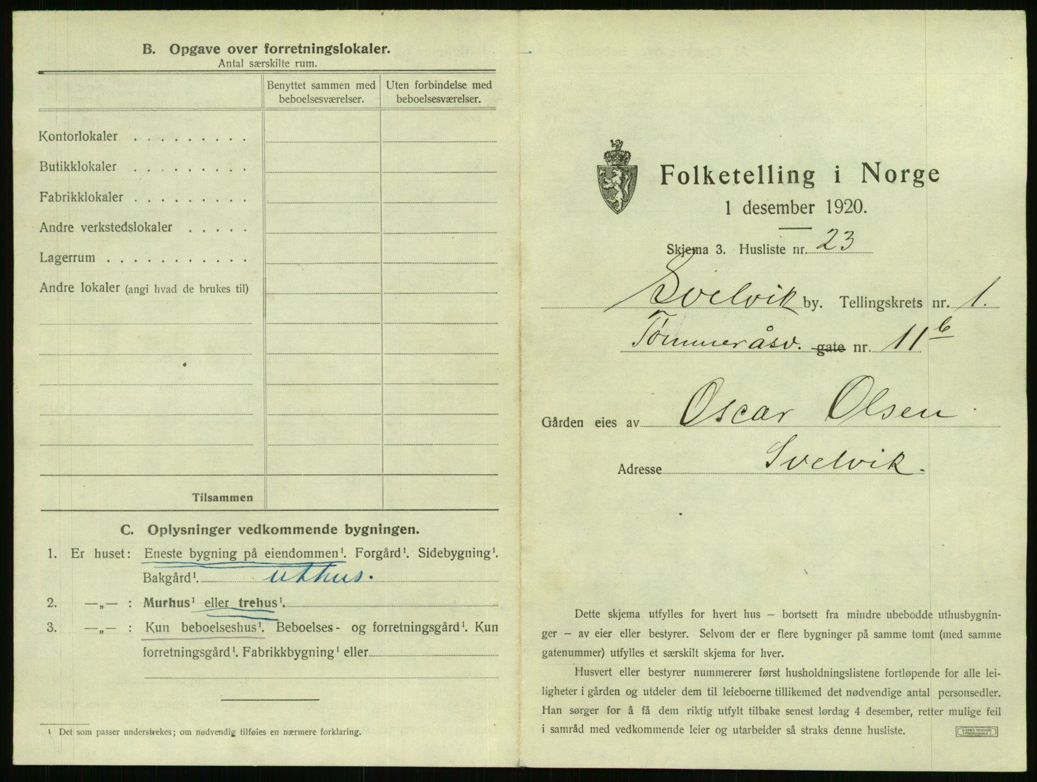 SAKO, 1920 census for Svelvik, 1920, p. 61