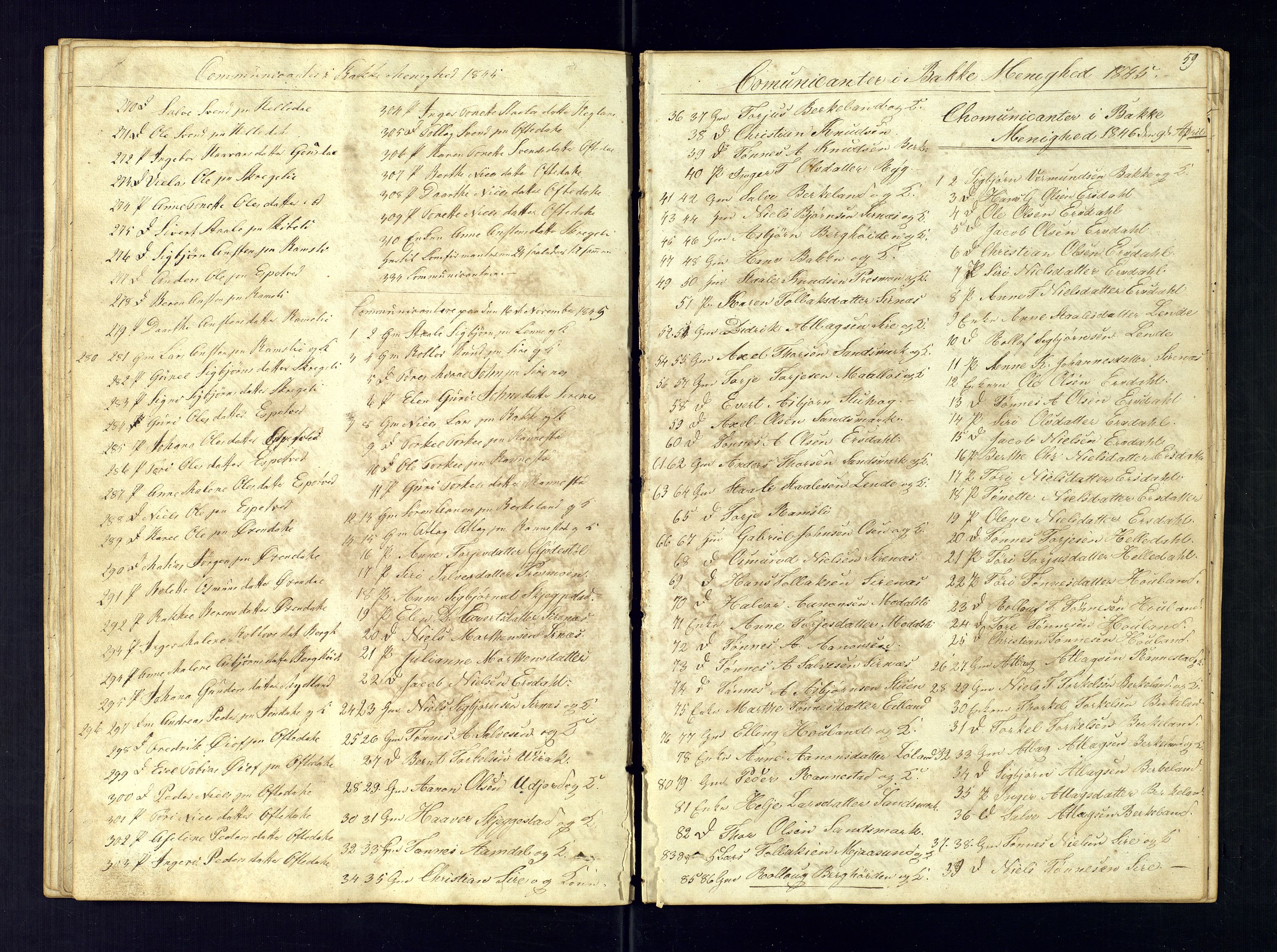Bakke sokneprestkontor, SAK/1111-0002/F/Fc/Fca/L0004: Communicants register no. C-4, 1838-1861, p. 59