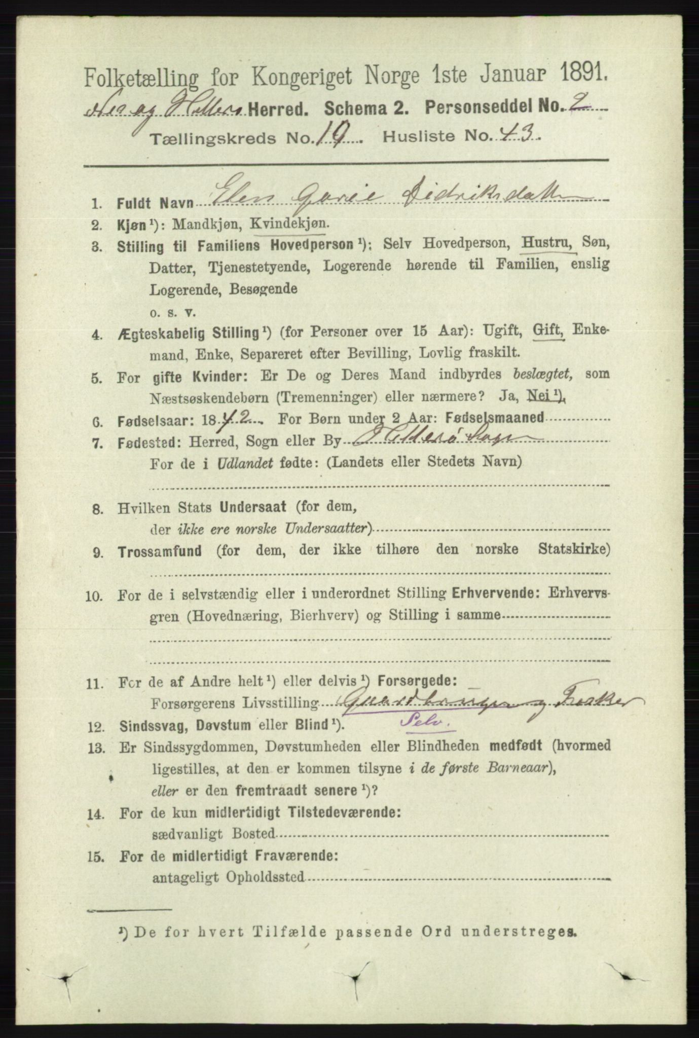 RA, 1891 census for 1043 Hidra og Nes, 1891, p. 4359