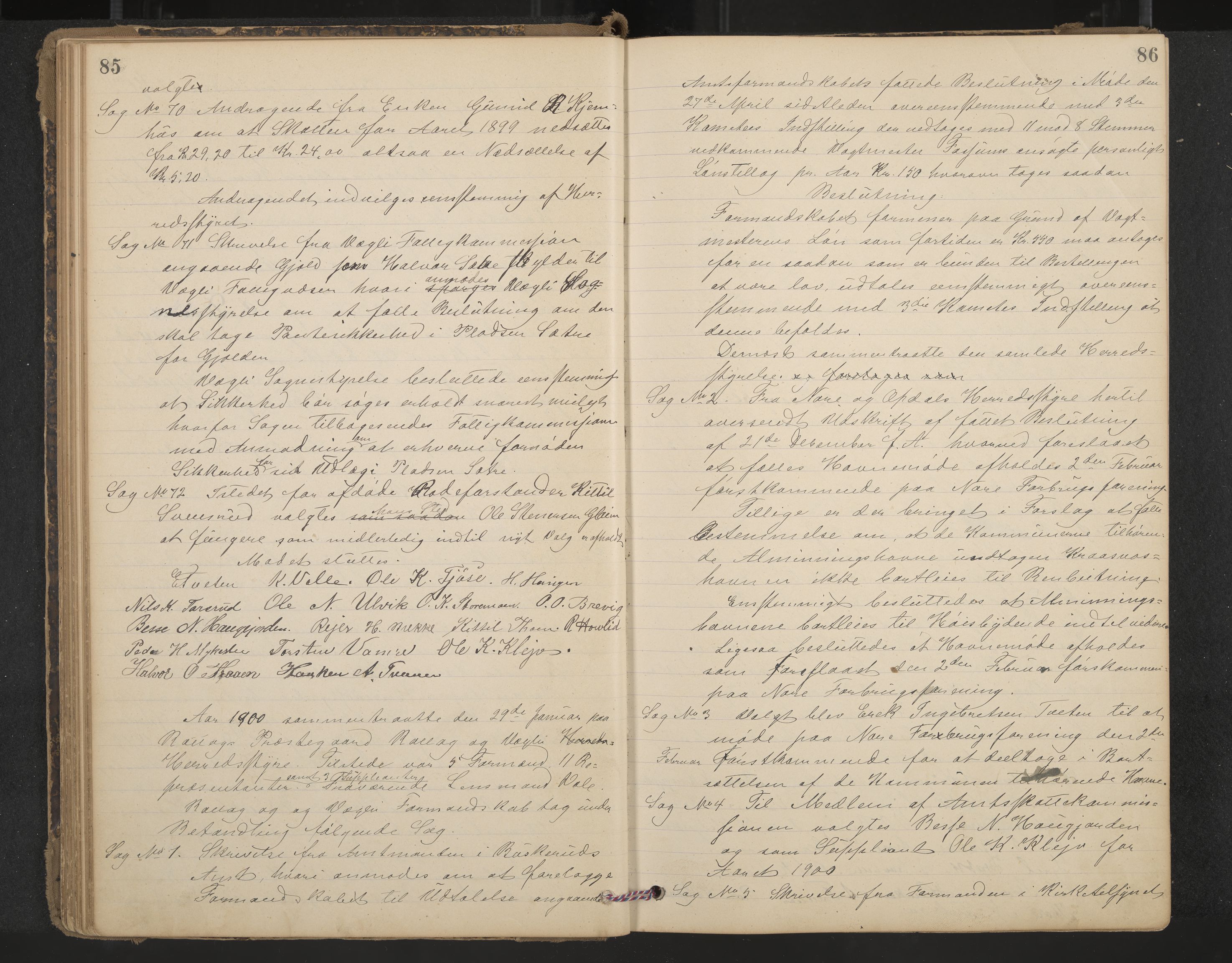 Rollag formannskap og sentraladministrasjon, IKAK/0632021-2/A/Aa/L0004: Møtebok, 1897-1909, p. 85-86