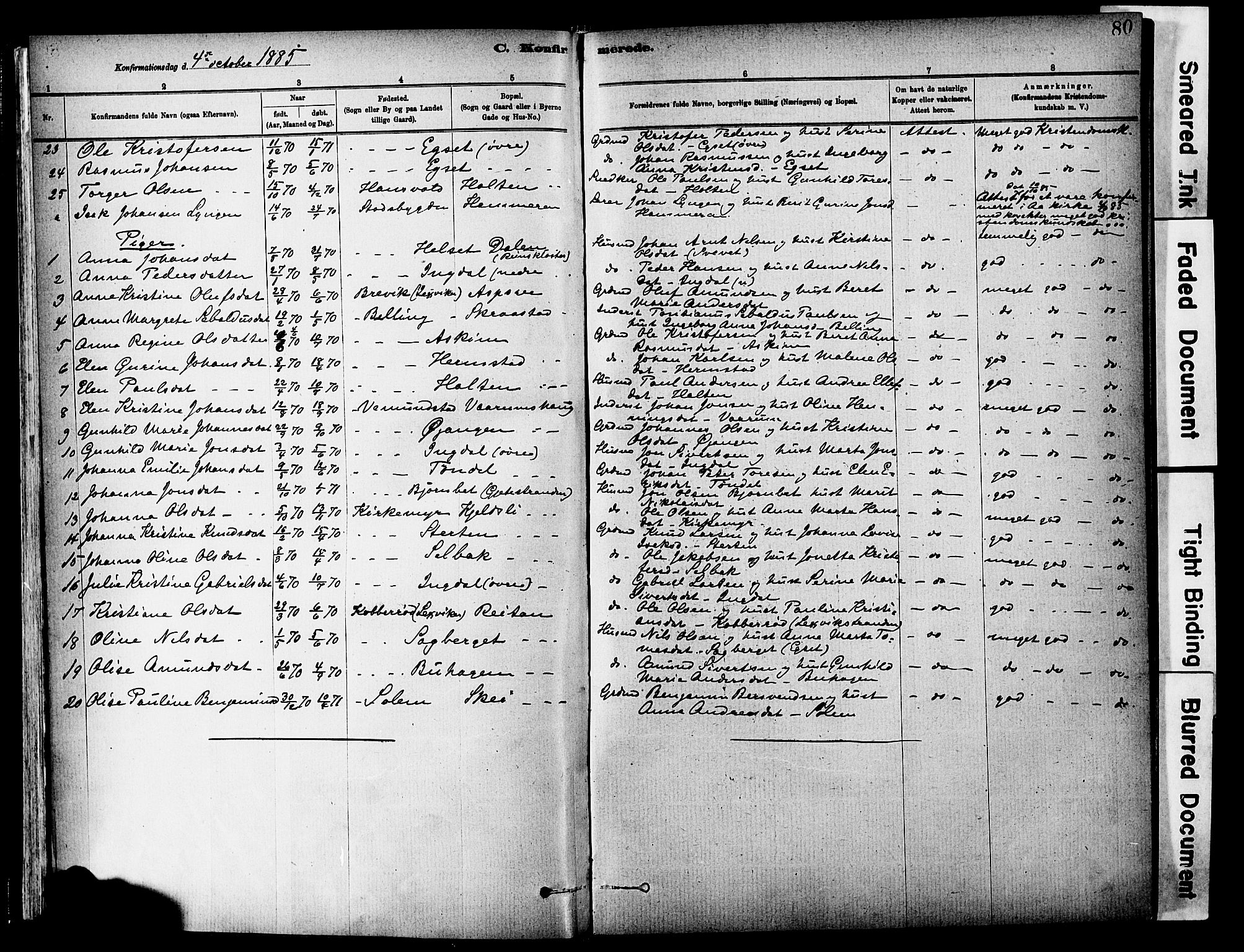Ministerialprotokoller, klokkerbøker og fødselsregistre - Sør-Trøndelag, SAT/A-1456/646/L0615: Parish register (official) no. 646A13, 1885-1900, p. 80