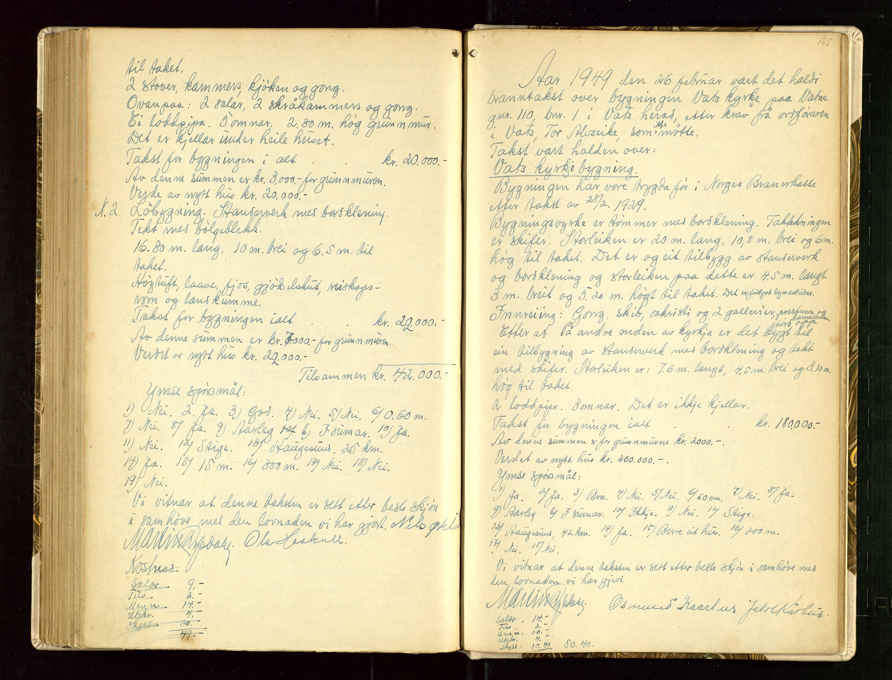 Skjold lensmannskontor, AV/SAST-A-100182/Goa/L0002: "Brandtaksasjons-Protokol for Skjolds Thinglag", 1890-1949, p. 167b-168a