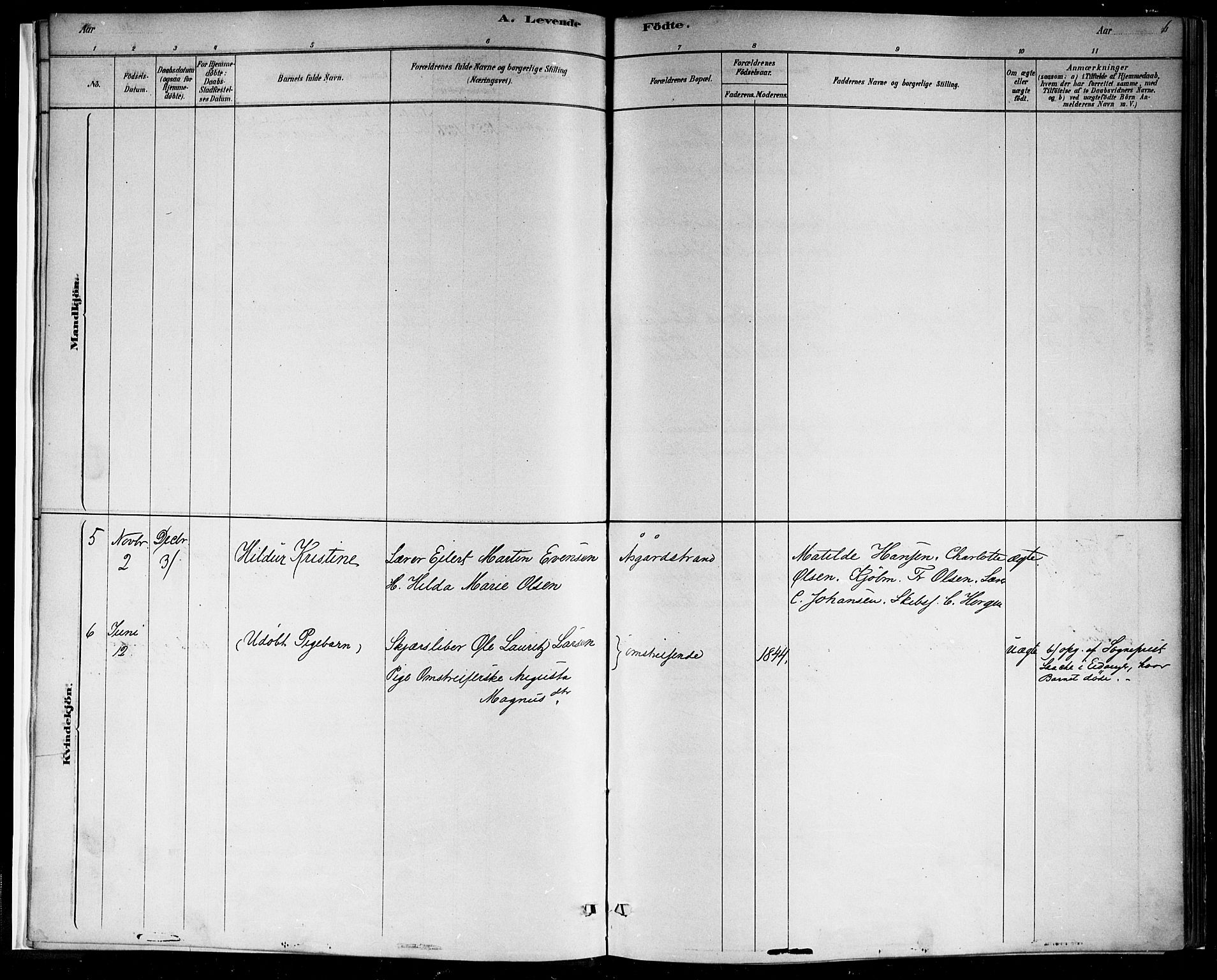 Borre kirkebøker, AV/SAKO-A-338/F/Fb/L0001: Parish register (official) no. II 1, 1878-1892, p. 6