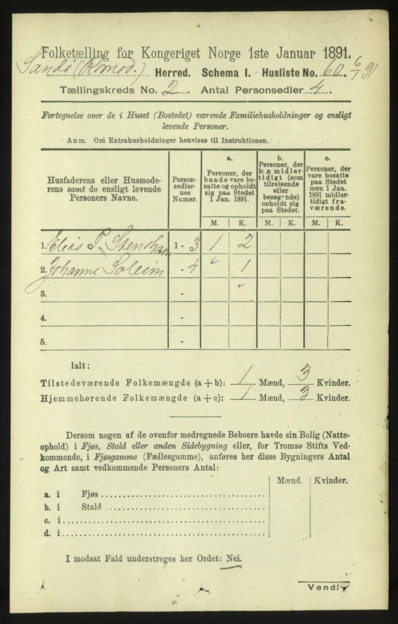 RA, 1891 census for 1546 Sandøy, 1891, p. 527