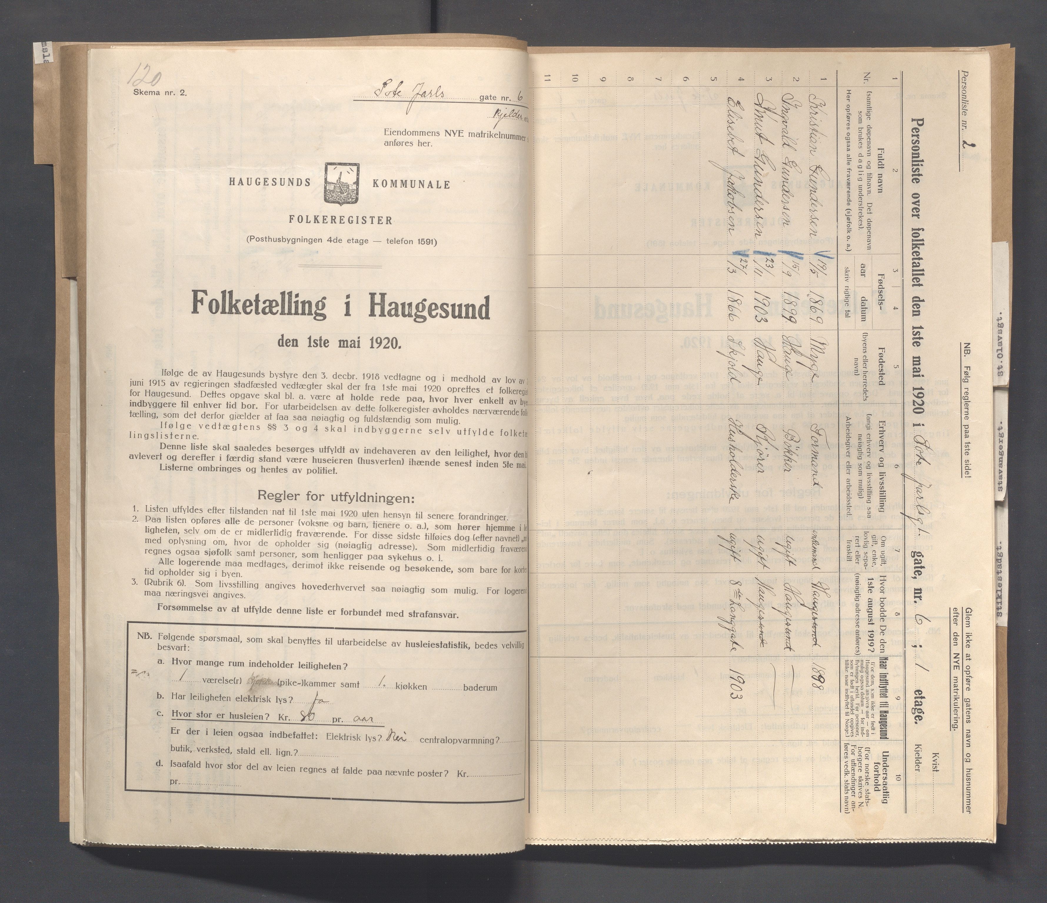 IKAR, Local census 1.5.1920 for Haugesund, 1920, p. 4057