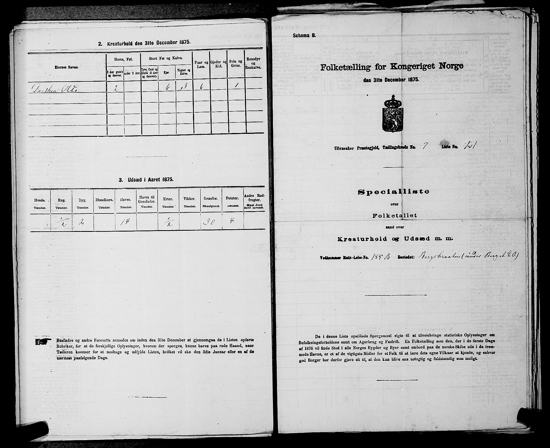 RA, 1875 census for 0235P Ullensaker, 1875, p. 966
