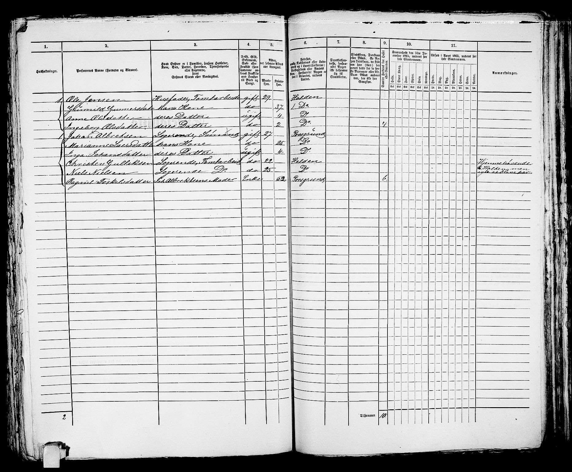 RA, 1865 census for Porsgrunn, 1865, p. 357