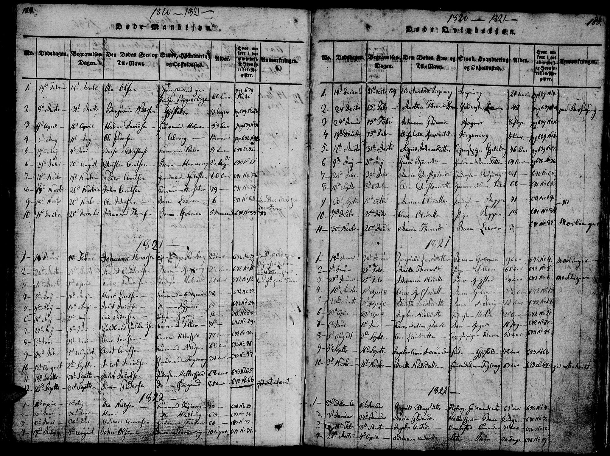 Ministerialprotokoller, klokkerbøker og fødselsregistre - Møre og Romsdal, SAT/A-1454/581/L0933: Parish register (official) no. 581A03 /1, 1819-1836, p. 184-185