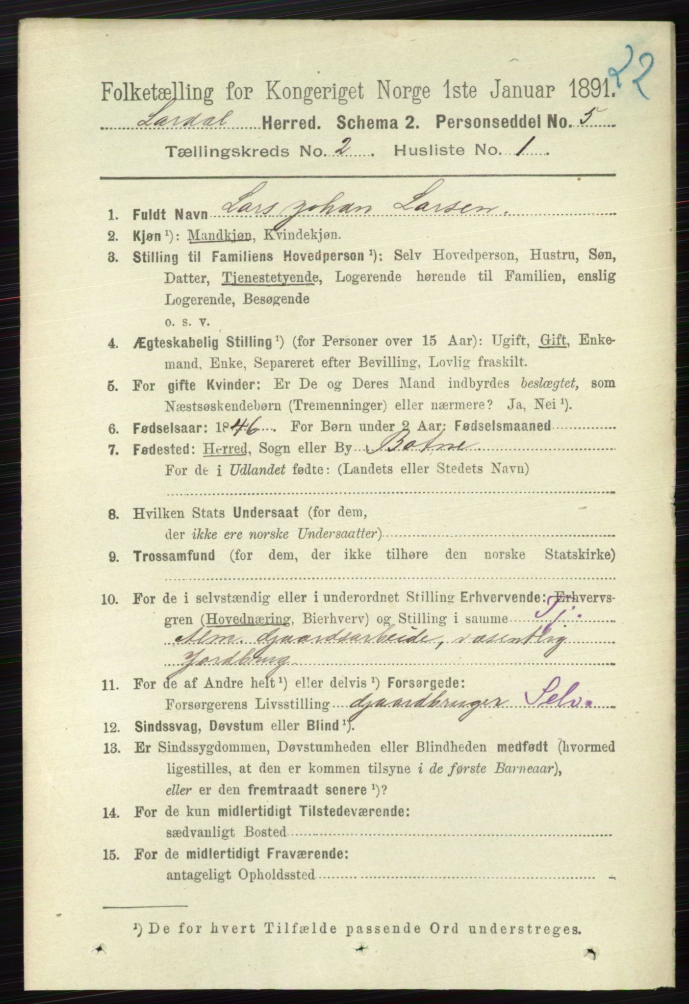 RA, 1891 census for 0728 Lardal, 1891, p. 731