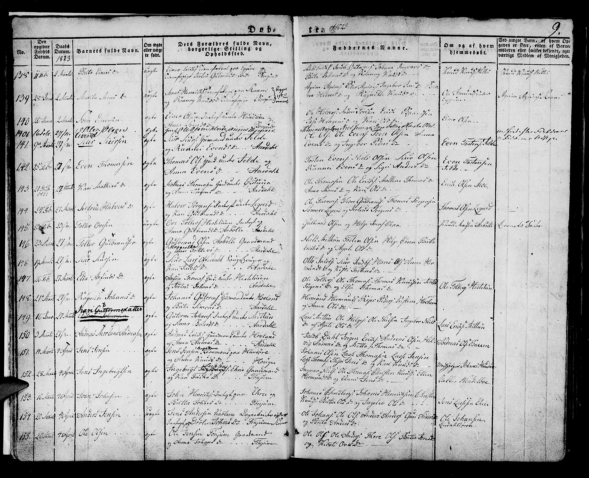 Lærdal sokneprestembete, SAB/A-81201: Parish register (official) no. A 5, 1822-1834, p. 9