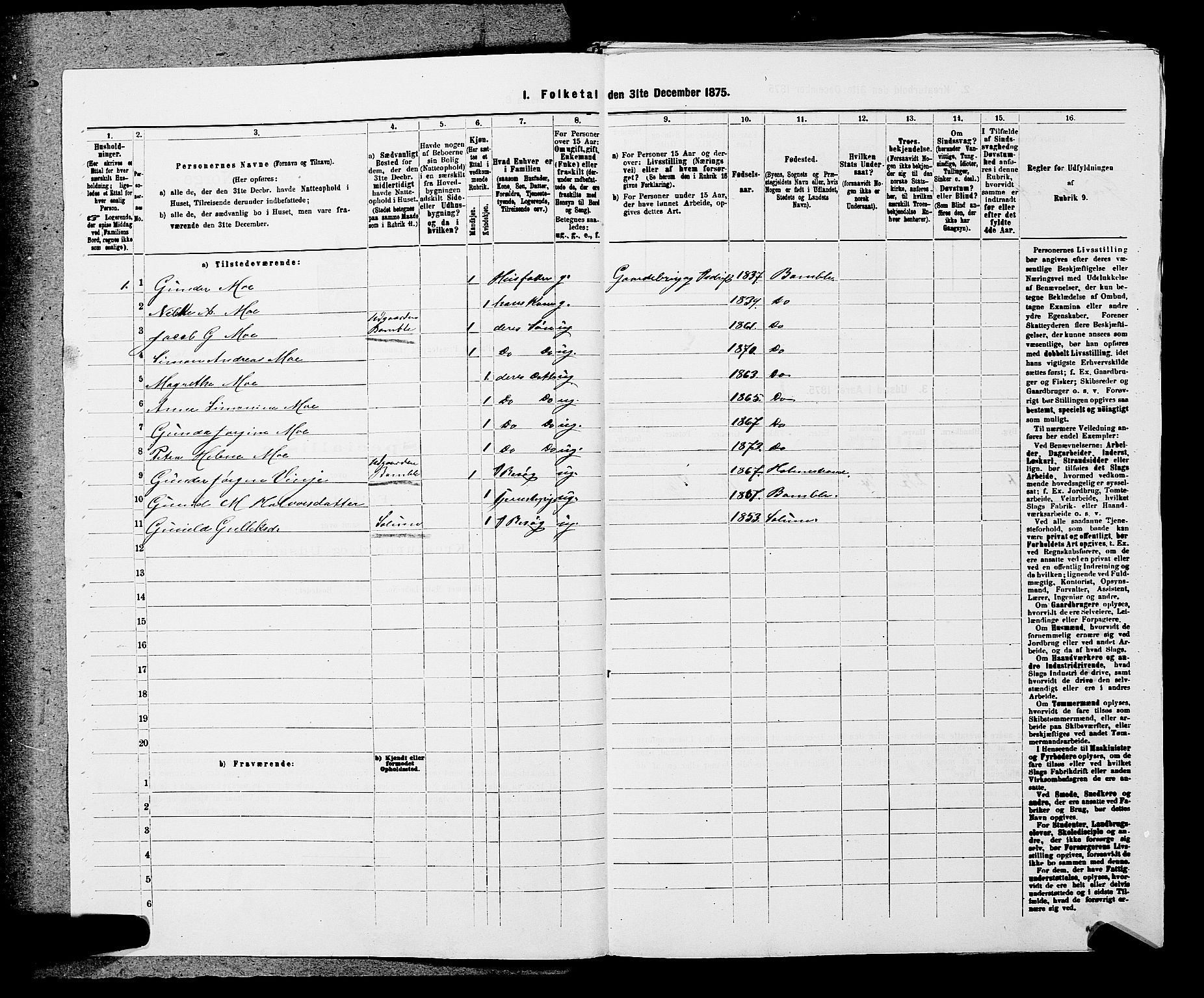 SAKO, 1875 census for 0814L Bamble/Bamble, 1875, p. 394