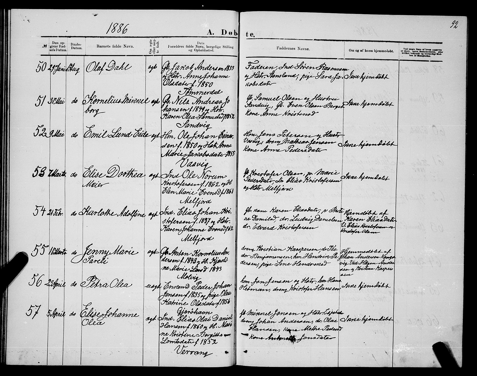 Ministerialprotokoller, klokkerbøker og fødselsregistre - Nordland, AV/SAT-A-1459/841/L0620: Parish register (copy) no. 841C04, 1877-1896, p. 92