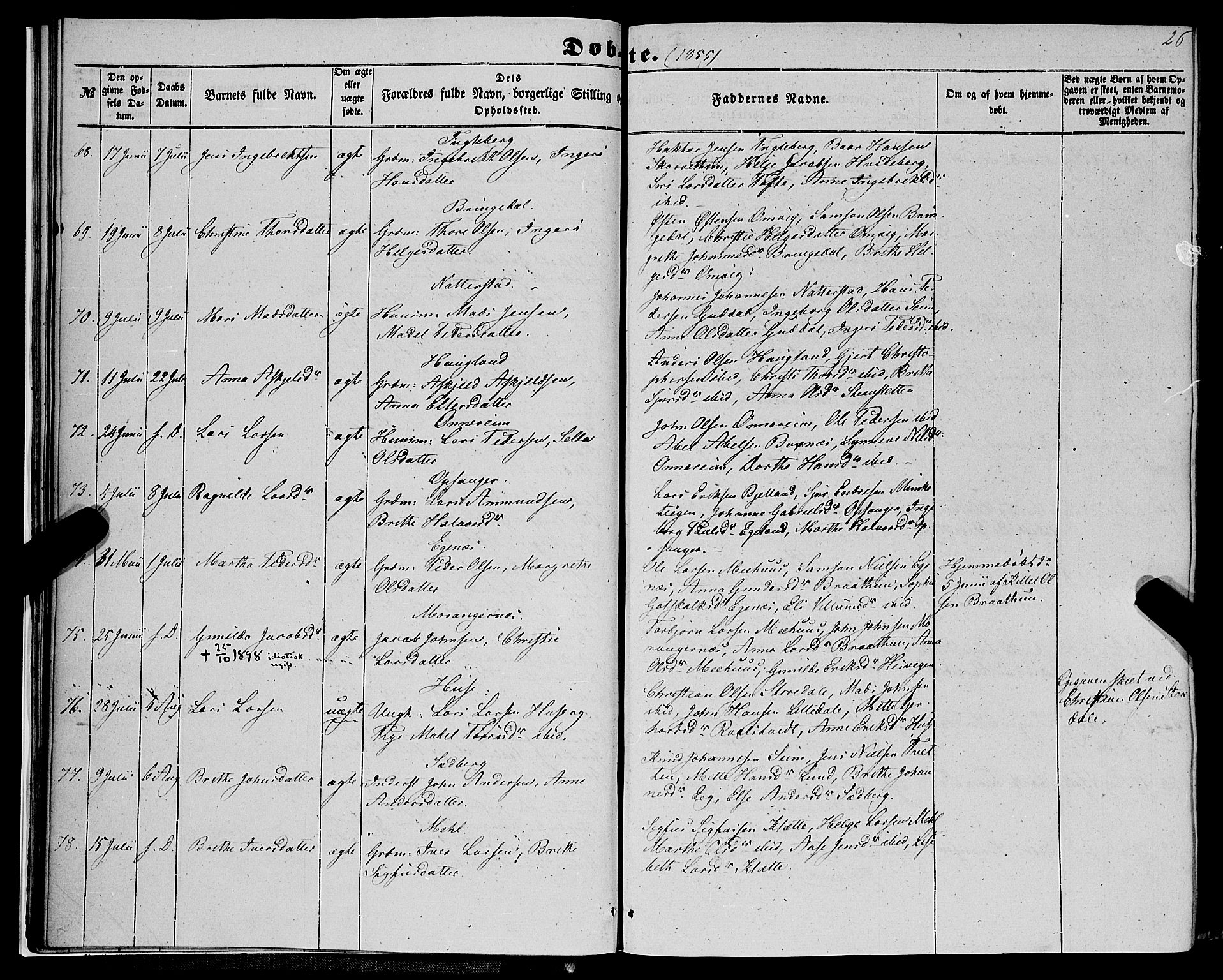 Kvinnherad sokneprestembete, SAB/A-76401/H/Haa: Parish register (official) no. A 8, 1854-1872, p. 26
