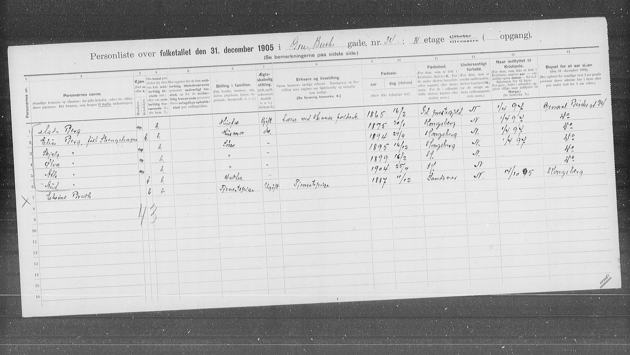 OBA, Municipal Census 1905 for Kristiania, 1905, p. 15025