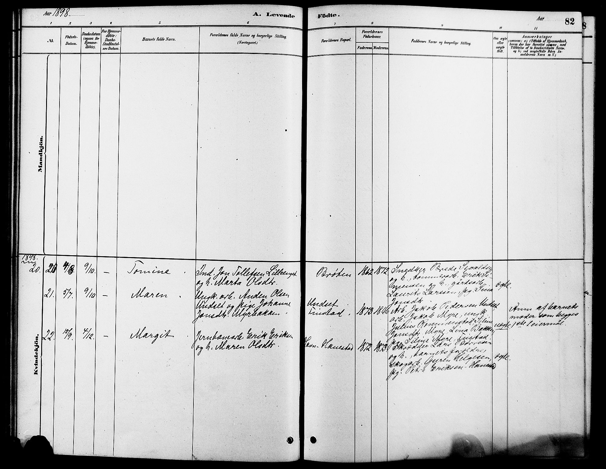 Rendalen prestekontor, SAH/PREST-054/H/Ha/Hab/L0003: Parish register (copy) no. 3, 1879-1904, p. 82
